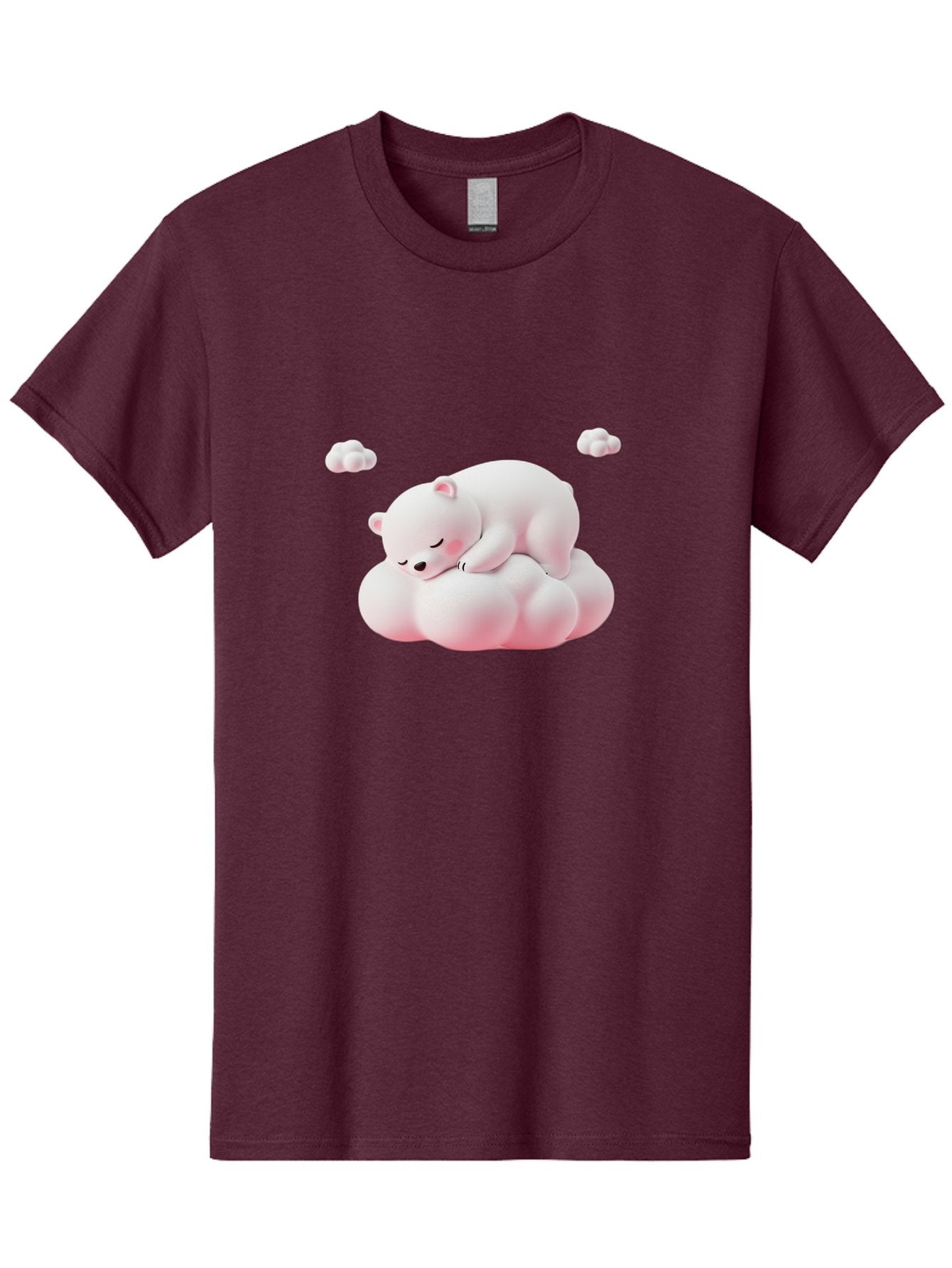 Sleeping-Polar-Bear-1 Men'S Graphic Tee, 100% Cotton, Comfortable Casual Summer Wear, Machine Washable, Sleeping Polar Bear, Cute Cartoon Animal, Peaceful Slumber, Fluffy White Bear, Serene Atmosphere, Adorable Illustration, Soft Pink Clouds, Bae740 11