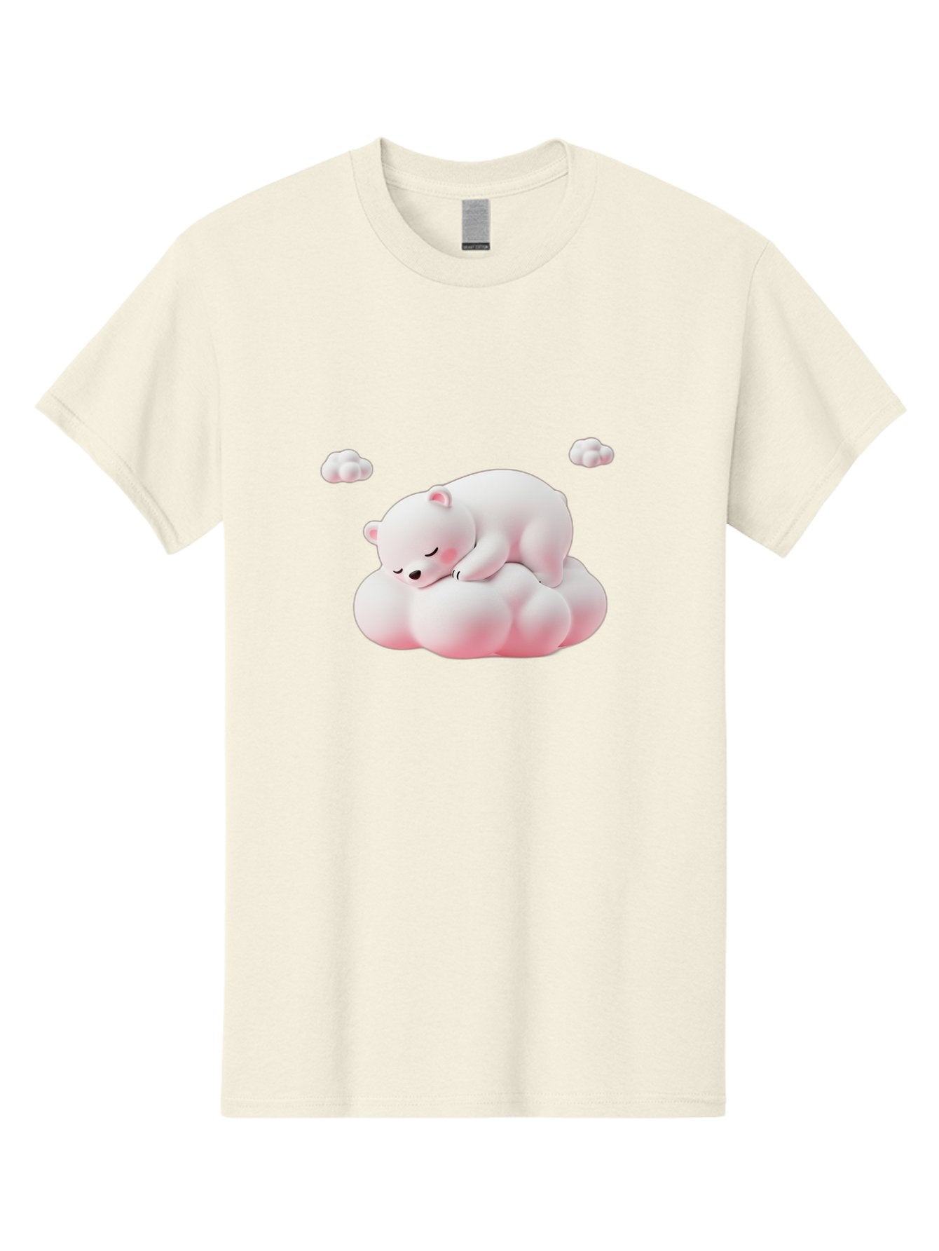 Sleeping-Polar-Bear-1 Men'S Graphic Tee, 100% Cotton, Comfortable Casual Summer Wear, Machine Washable, Sleeping Polar Bear, Cute Cartoon Animal, Peaceful Slumber, Fluffy White Bear, Serene Atmosphere, Adorable Illustration, Soft Pink Clouds, Bae740 10