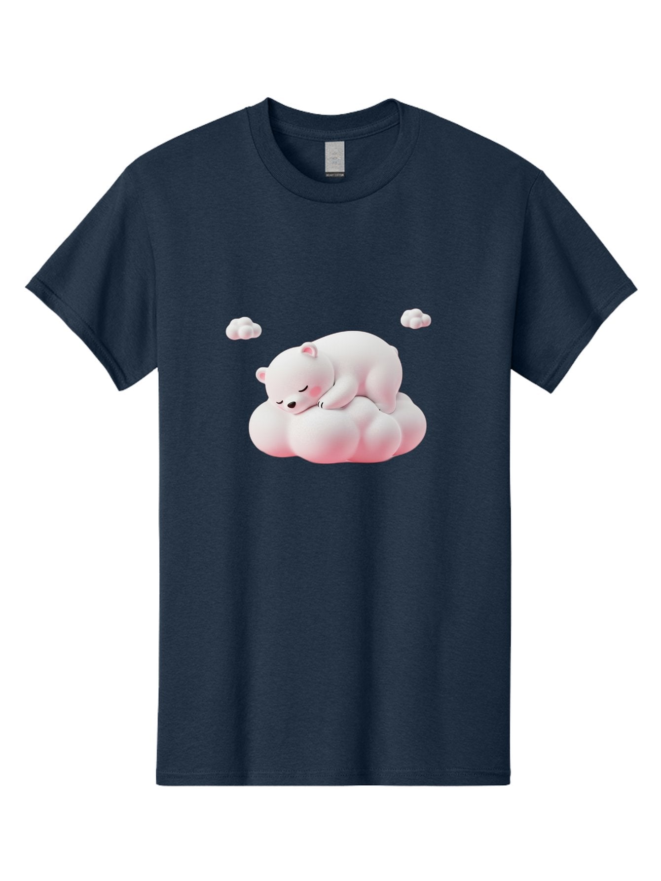 Sleeping-Polar-Bear-1 Men'S Graphic Tee, 100% Cotton, Comfortable Casual Summer Wear, Machine Washable, Sleeping Polar Bear, Cute Cartoon Animal, Peaceful Slumber, Fluffy White Bear, Serene Atmosphere, Adorable Illustration, Soft Pink Clouds, Bae740 7