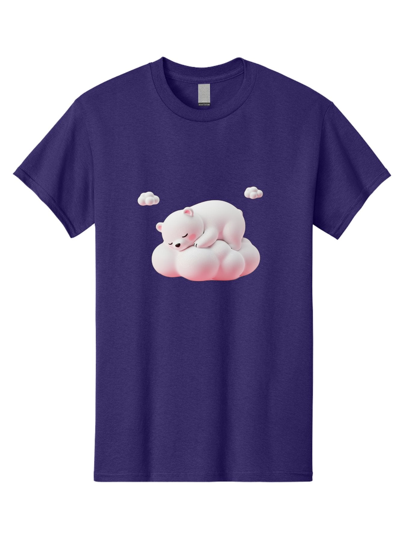Sleeping-Polar-Bear-1 Men'S Graphic Tee, 100% Cotton, Comfortable Casual Summer Wear, Machine Washable, Sleeping Polar Bear, Cute Cartoon Animal, Peaceful Slumber, Fluffy White Bear, Serene Atmosphere, Adorable Illustration, Soft Pink Clouds, Bae740