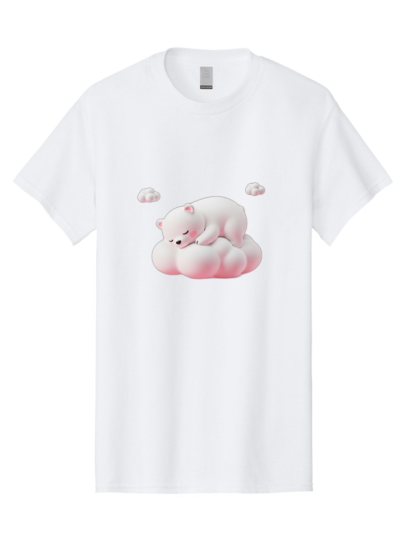 Sleeping-Polar-Bear-1 Men'S Graphic Tee, 100% Cotton, Comfortable Casual Summer Wear, Machine Washable, Sleeping Polar Bear, Cute Cartoon Animal, Peaceful Slumber, Fluffy White Bear, Serene Atmosphere, Adorable Illustration, Soft Pink Clouds, Bae740 15