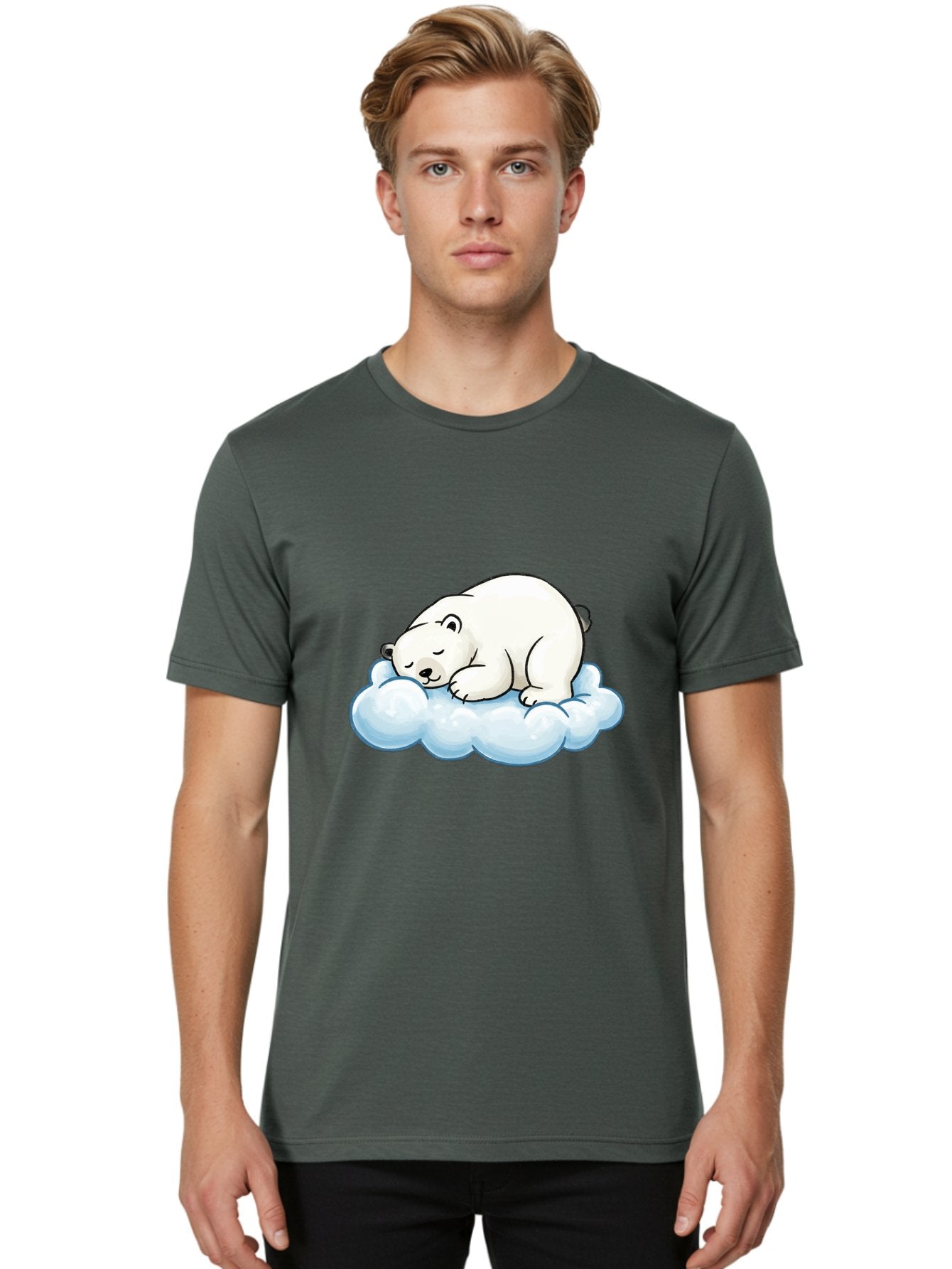 Sleeping-Polar-Bear-10 Men'S Graphic Tee, 100% Cotton, Comfortable Casual Summer Wear, Machine Washable, Sleeping Polar Bear, Cute Cartoon Character, White Fur, Fluffy Cloud, Peaceful Slumber, Adorable Illustration, Dreamy Atmosphere, Bae741 21