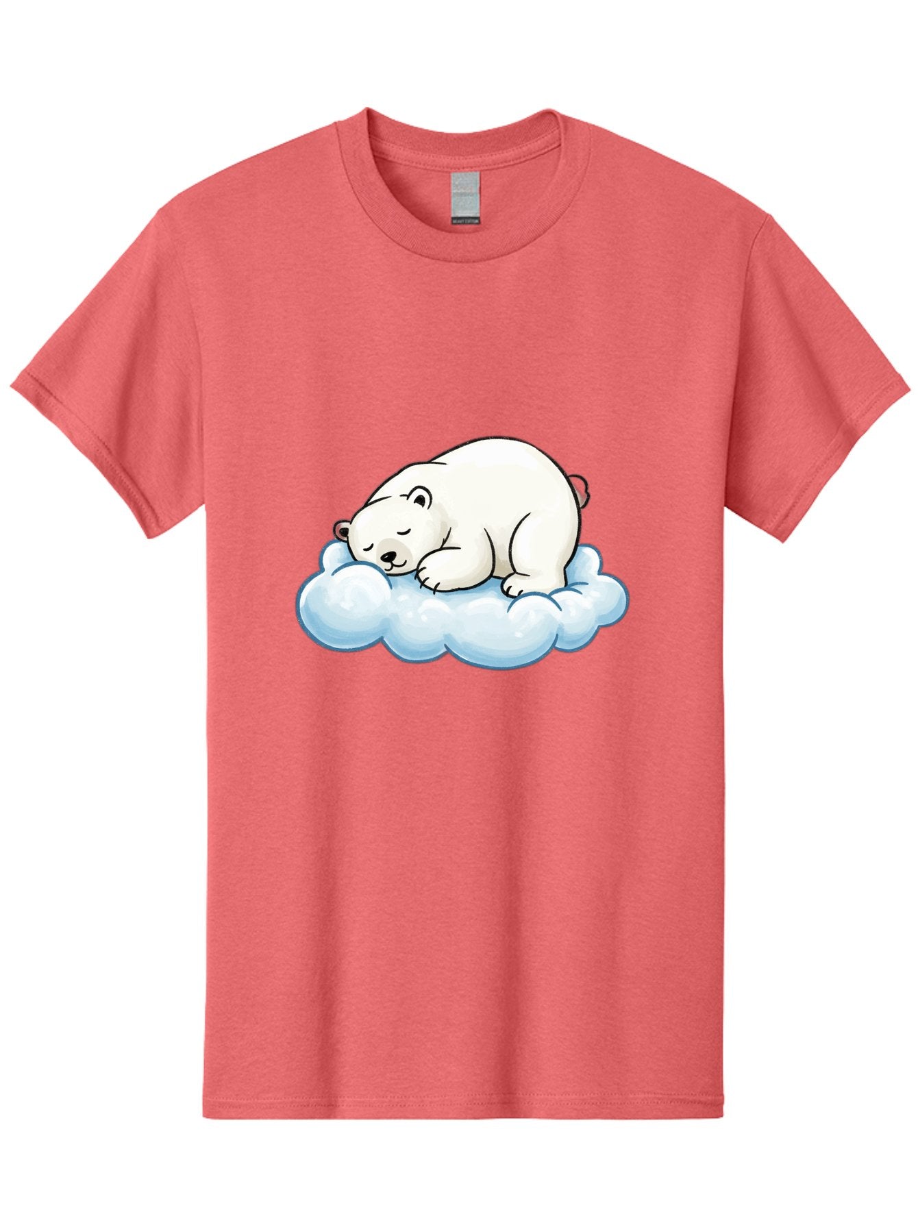Sleeping-Polar-Bear-10 Men'S Graphic Tee, 100% Cotton, Comfortable Casual Summer Wear, Machine Washable, Sleeping Polar Bear, Cute Cartoon Character, White Fur, Fluffy Cloud, Peaceful Slumber, Adorable Illustration, Dreamy Atmosphere, Bae741 12