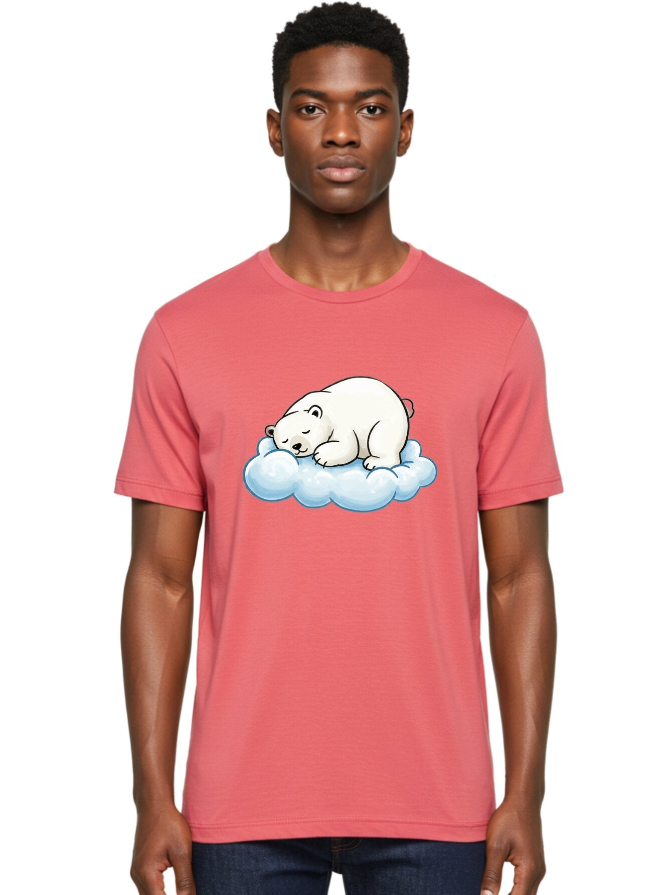 Sleeping-Polar-Bear-10 Men'S Graphic Tee, 100% Cotton, Comfortable Casual Summer Wear, Machine Washable, Sleeping Polar Bear, Cute Cartoon Character, White Fur, Fluffy Cloud, Peaceful Slumber, Adorable Illustration, Dreamy Atmosphere, Bae741 26
