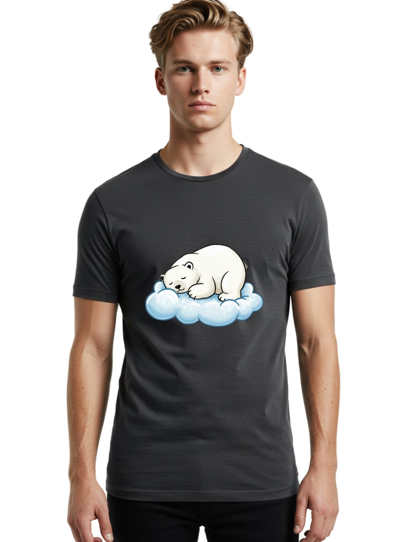 Sleeping-Polar-Bear-10 Men'S Graphic Tee, 100% Cotton, Comfortable Casual Summer Wear, Machine Washable, Sleeping Polar Bear, Cute Cartoon Character, White Fur, Fluffy Cloud, Peaceful Slumber, Adorable Illustration, Dreamy Atmosphere, Bae741 27