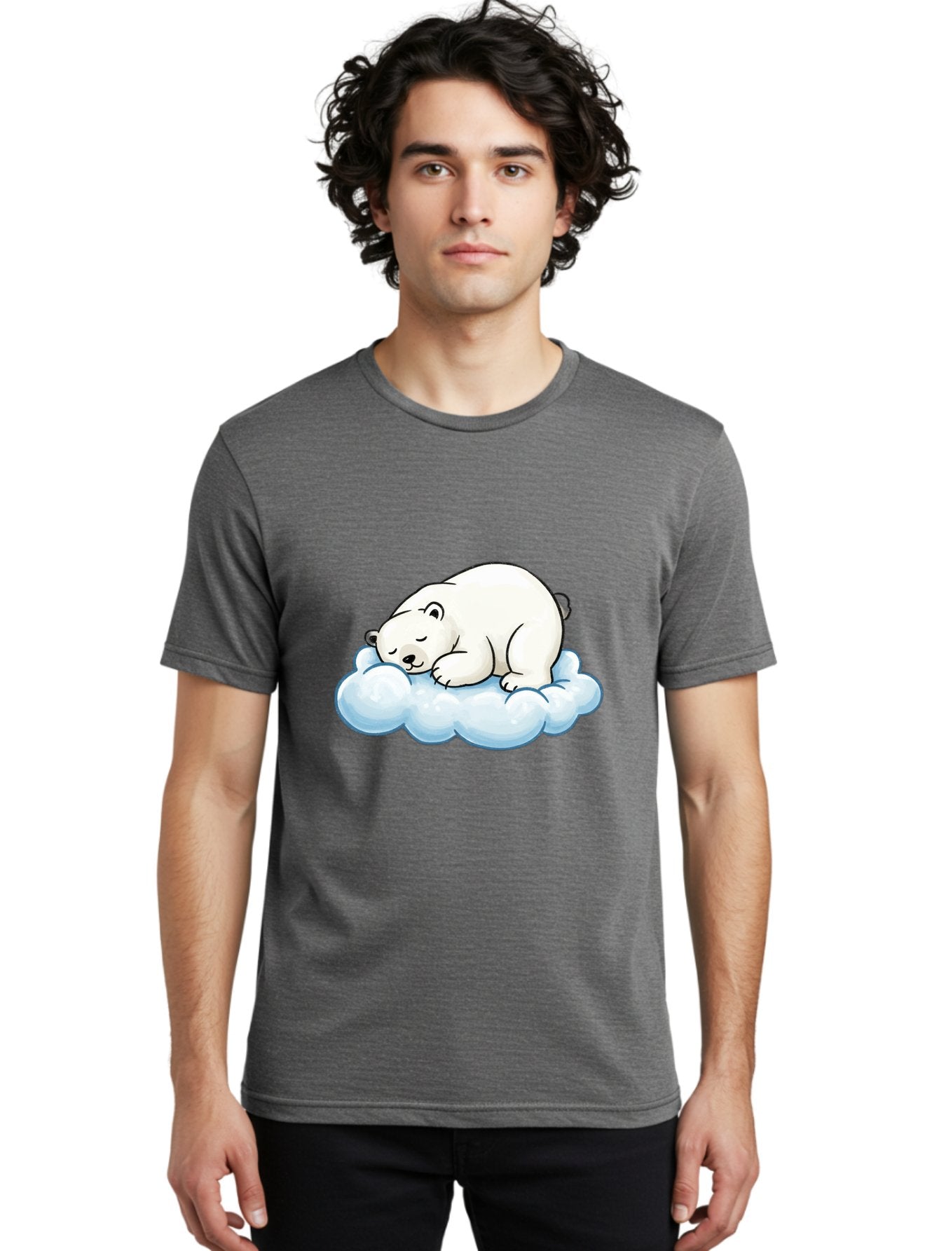 Sleeping-Polar-Bear-10 Men'S Graphic Tee, 100% Cotton, Comfortable Casual Summer Wear, Machine Washable, Sleeping Polar Bear, Cute Cartoon Character, White Fur, Fluffy Cloud, Peaceful Slumber, Adorable Illustration, Dreamy Atmosphere, Bae741 22