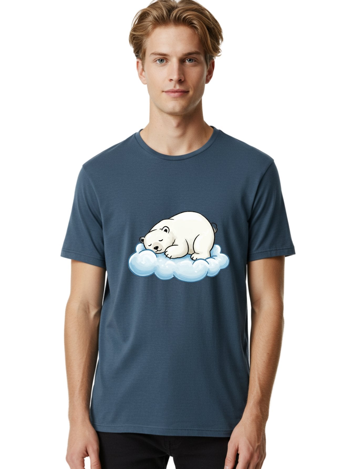 Sleeping-Polar-Bear-10 Men'S Graphic Tee, 100% Cotton, Comfortable Casual Summer Wear, Machine Washable, Sleeping Polar Bear, Cute Cartoon Character, White Fur, Fluffy Cloud, Peaceful Slumber, Adorable Illustration, Dreamy Atmosphere, Bae741 25