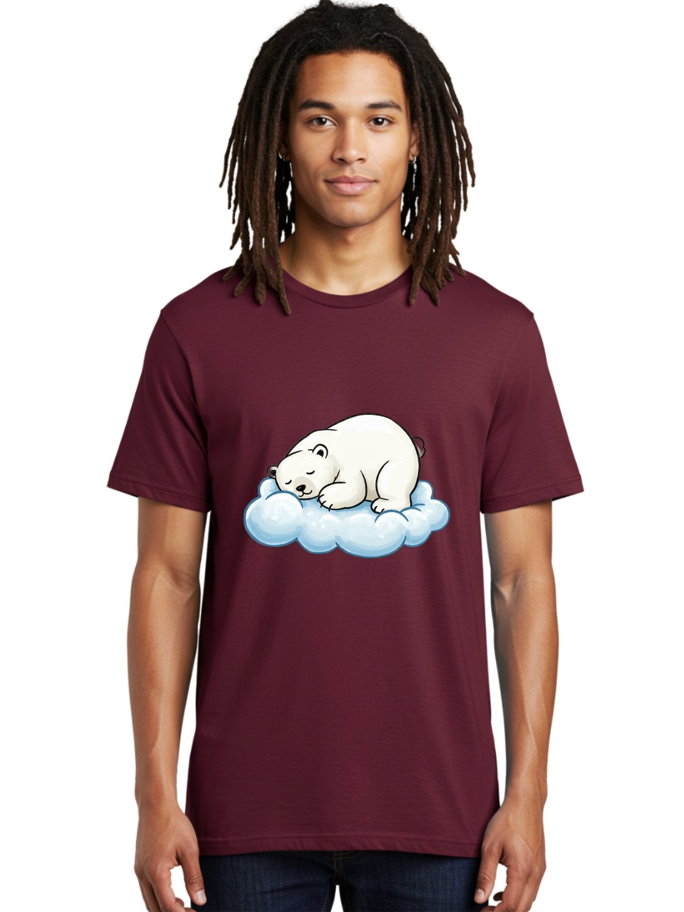 Sleeping-Polar-Bear-10 Men'S Graphic Tee, 100% Cotton, Comfortable Casual Summer Wear, Machine Washable, Sleeping Polar Bear, Cute Cartoon Character, White Fur, Fluffy Cloud, Peaceful Slumber, Adorable Illustration, Dreamy Atmosphere, Bae741 20