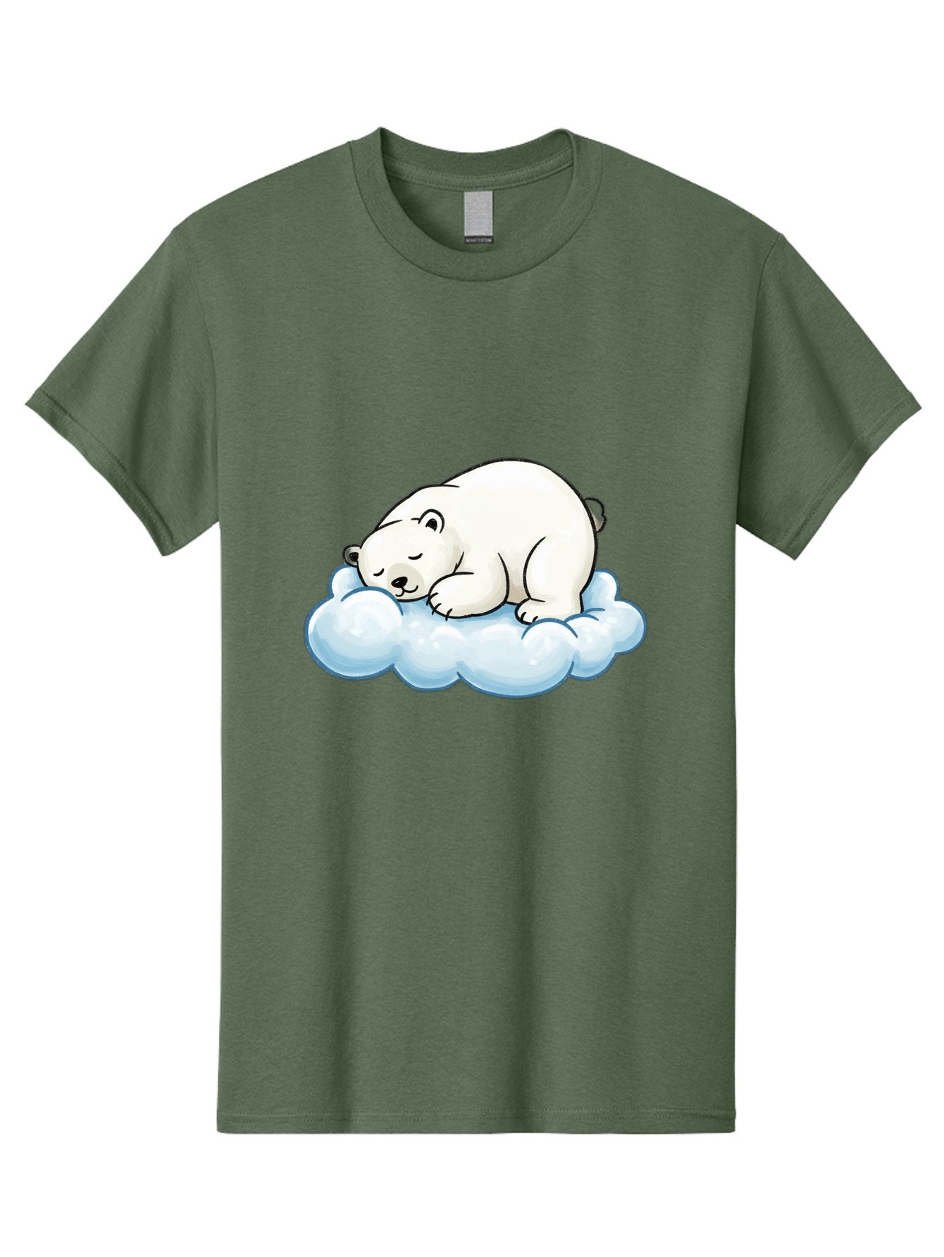 Sleeping-Polar-Bear-10 Men'S Graphic Tee, 100% Cotton, Comfortable Casual Summer Wear, Machine Washable, Sleeping Polar Bear, Cute Cartoon Character, White Fur, Fluffy Cloud, Peaceful Slumber, Adorable Illustration, Dreamy Atmosphere, Bae741 4