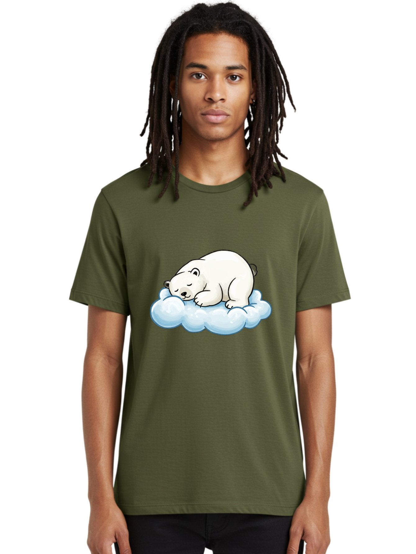 Sleeping-Polar-Bear-10 Men'S Graphic Tee, 100% Cotton, Comfortable Casual Summer Wear, Machine Washable, Sleeping Polar Bear, Cute Cartoon Character, White Fur, Fluffy Cloud, Peaceful Slumber, Adorable Illustration, Dreamy Atmosphere, Bae741 19