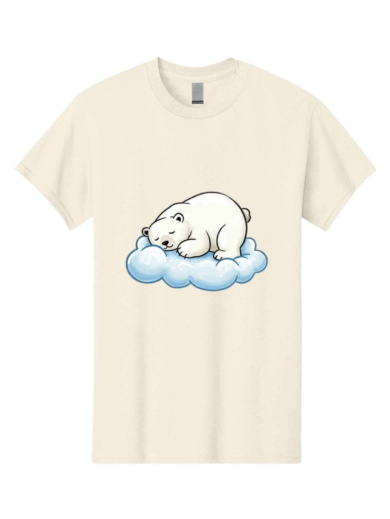 Sleeping-Polar-Bear-10 Men'S Graphic Tee, 100% Cotton, Comfortable Casual Summer Wear, Machine Washable, Sleeping Polar Bear, Cute Cartoon Character, White Fur, Fluffy Cloud, Peaceful Slumber, Adorable Illustration, Dreamy Atmosphere, Bae741 3