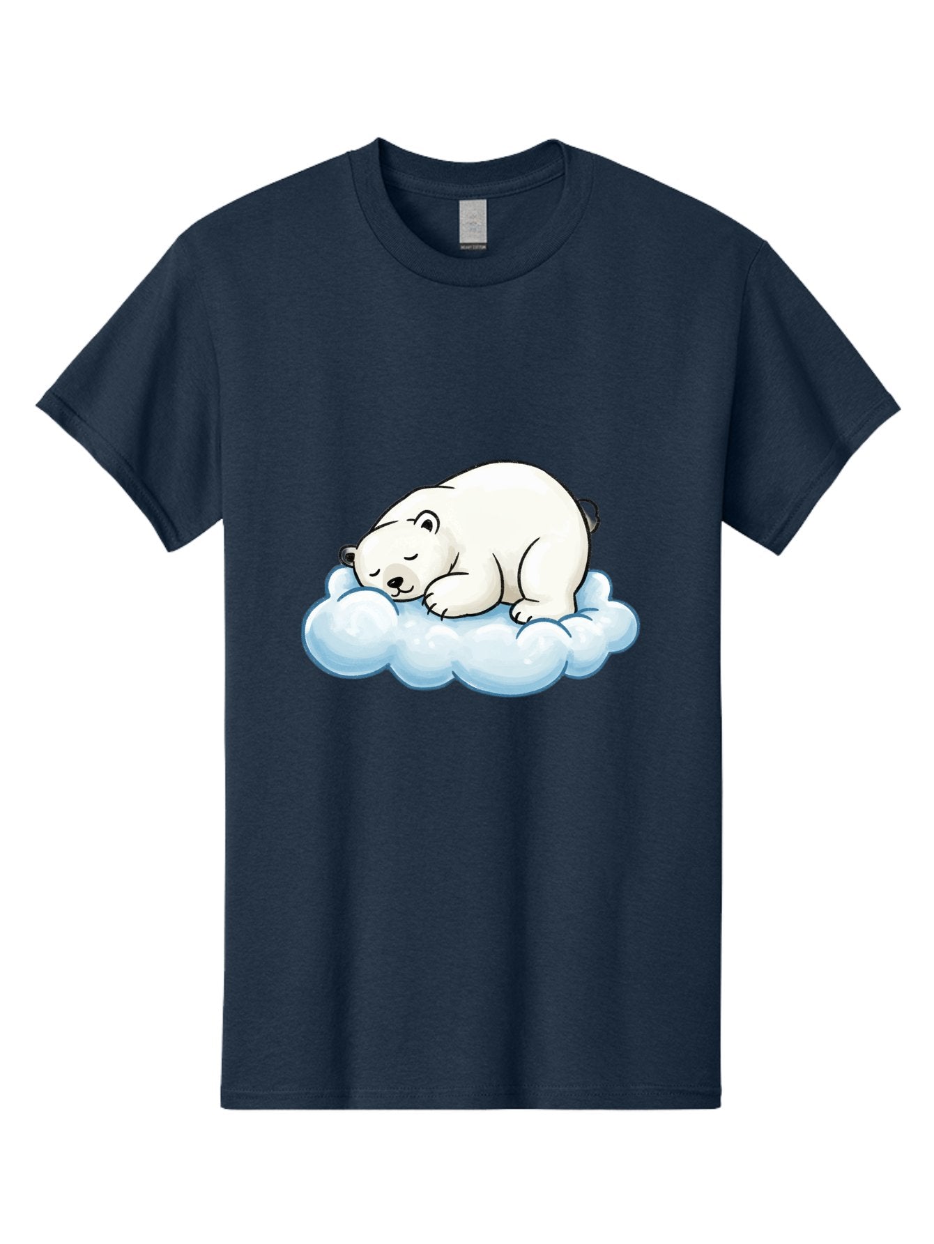 Sleeping-Polar-Bear-10 Men'S Graphic Tee, 100% Cotton, Comfortable Casual Summer Wear, Machine Washable, Sleeping Polar Bear, Cute Cartoon Character, White Fur, Fluffy Cloud, Peaceful Slumber, Adorable Illustration, Dreamy Atmosphere, Bae741