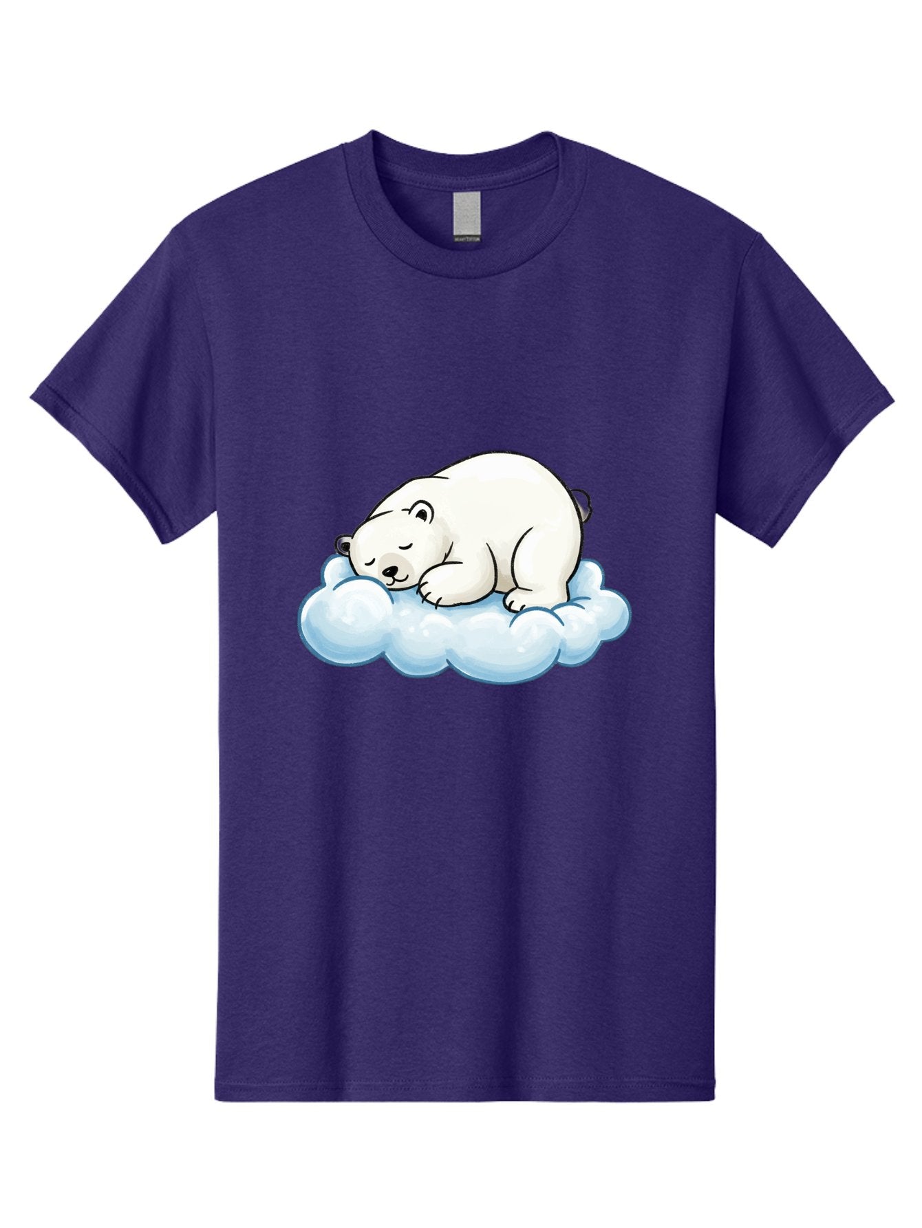Sleeping-Polar-Bear-10 Men'S Graphic Tee, 100% Cotton, Comfortable Casual Summer Wear, Machine Washable, Sleeping Polar Bear, Cute Cartoon Character, White Fur, Fluffy Cloud, Peaceful Slumber, Adorable Illustration, Dreamy Atmosphere, Bae741