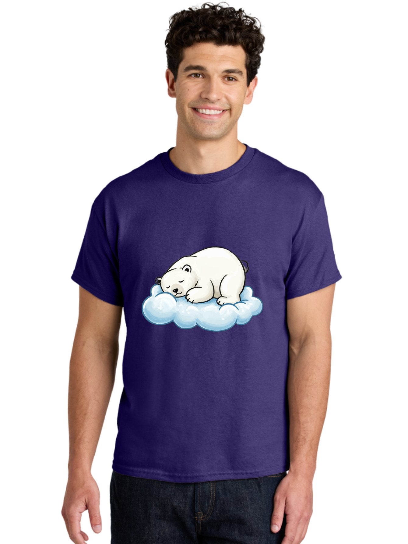 Sleeping-Polar-Bear-10 Men'S Graphic Tee, 100% Cotton, Comfortable Casual Summer Wear, Machine Washable, Sleeping Polar Bear, Cute Cartoon Character, White Fur, Fluffy Cloud, Peaceful Slumber, Adorable Illustration, Dreamy Atmosphere, Bae741 16