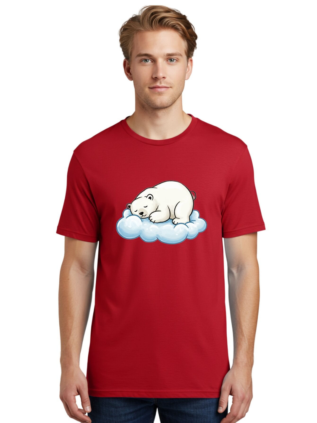 Sleeping-Polar-Bear-10 Men'S Graphic Tee, 100% Cotton, Comfortable Casual Summer Wear, Machine Washable, Sleeping Polar Bear, Cute Cartoon Character, White Fur, Fluffy Cloud, Peaceful Slumber, Adorable Illustration, Dreamy Atmosphere, Bae741 24