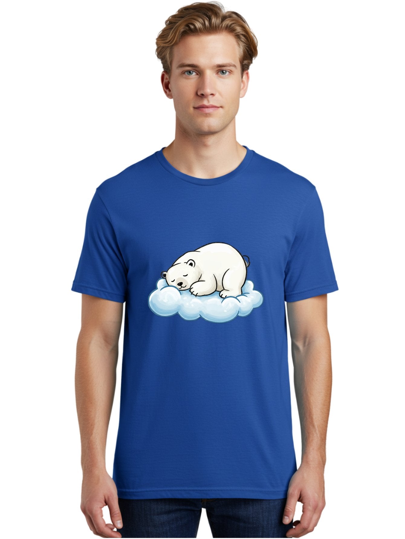 Sleeping-Polar-Bear-10 Men'S Graphic Tee, 100% Cotton, Comfortable Casual Summer Wear, Machine Washable, Sleeping Polar Bear, Cute Cartoon Character, White Fur, Fluffy Cloud, Peaceful Slumber, Adorable Illustration, Dreamy Atmosphere, Bae741 28