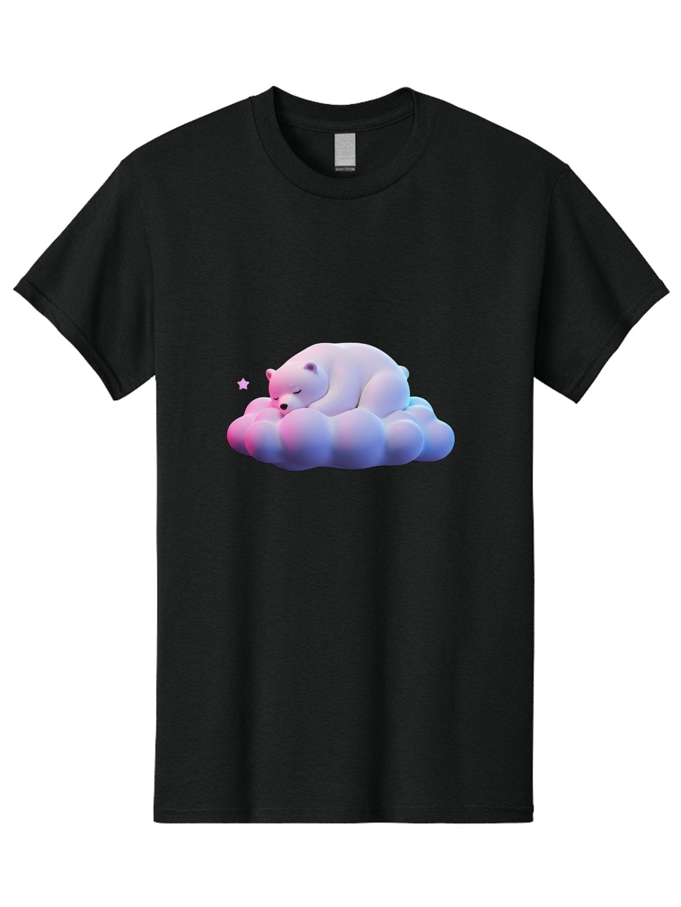 Sleeping-Polar-Bear-11 Men'S Graphic Tee, 100% Cotton, Comfortable Casual Summer Wear, Machine Washable, Sleeping Polar Bear, White Bear, Cloud, Dreamy Scene, Peaceful Slumber, Serene Atmosphere, Cute Bear, Cartoon Style Bae742 13