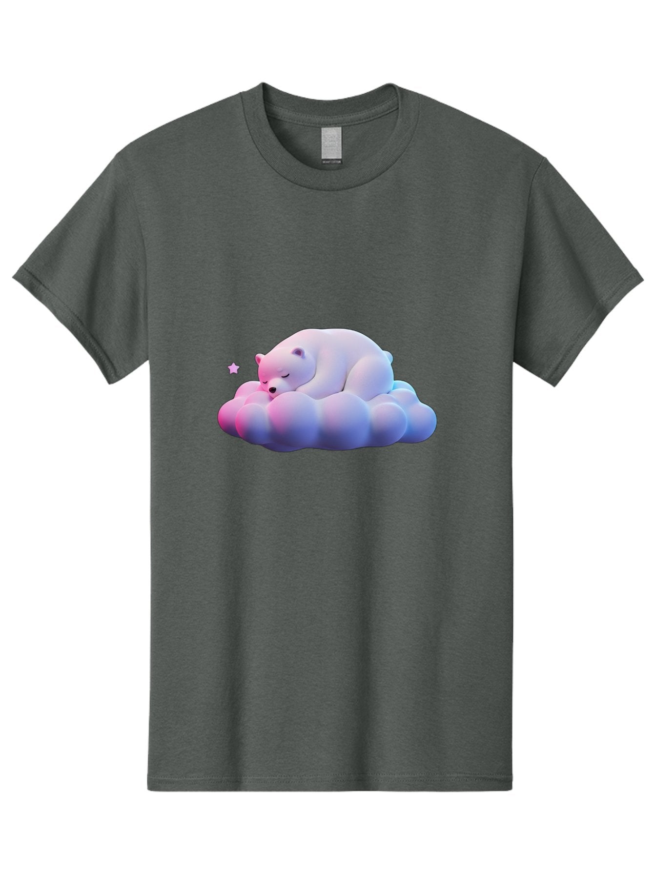 Sleeping-Polar-Bear-11 Men'S Graphic Tee, 100% Cotton, Comfortable Casual Summer Wear, Machine Washable, Sleeping Polar Bear, White Bear, Cloud, Dreamy Scene, Peaceful Slumber, Serene Atmosphere, Cute Bear, Cartoon Style Bae742
