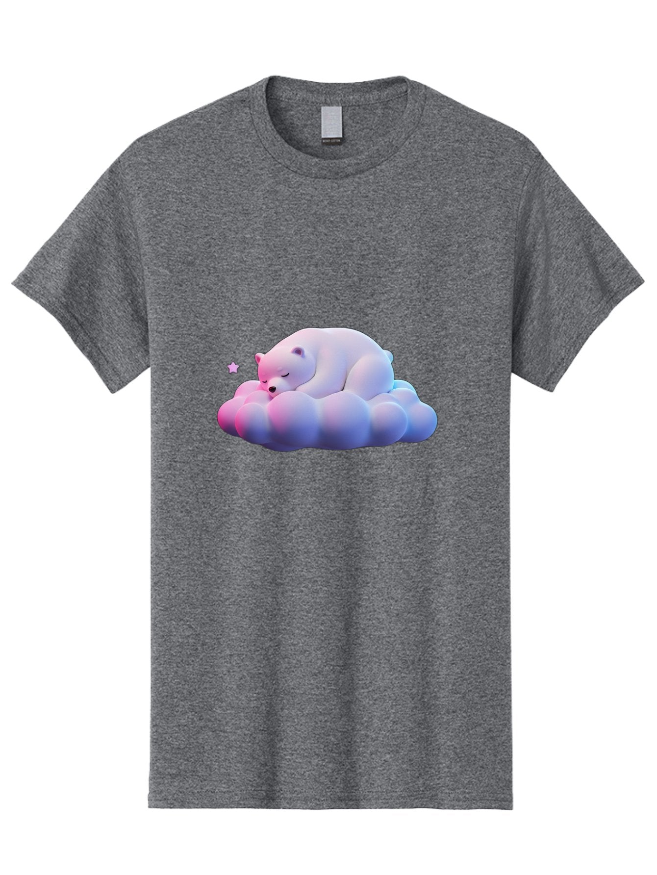 Sleeping-Polar-Bear-11 Men'S Graphic Tee, 100% Cotton, Comfortable Casual Summer Wear, Machine Washable, Sleeping Polar Bear, White Bear, Cloud, Dreamy Scene, Peaceful Slumber, Serene Atmosphere, Cute Bear, Cartoon Style Bae742 3