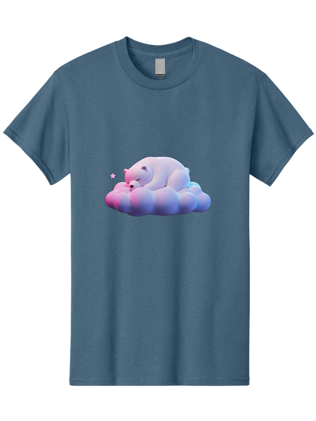 Sleeping-Polar-Bear-11 Men'S Graphic Tee, 100% Cotton, Comfortable Casual Summer Wear, Machine Washable, Sleeping Polar Bear, White Bear, Cloud, Dreamy Scene, Peaceful Slumber, Serene Atmosphere, Cute Bear, Cartoon Style Bae742 8
