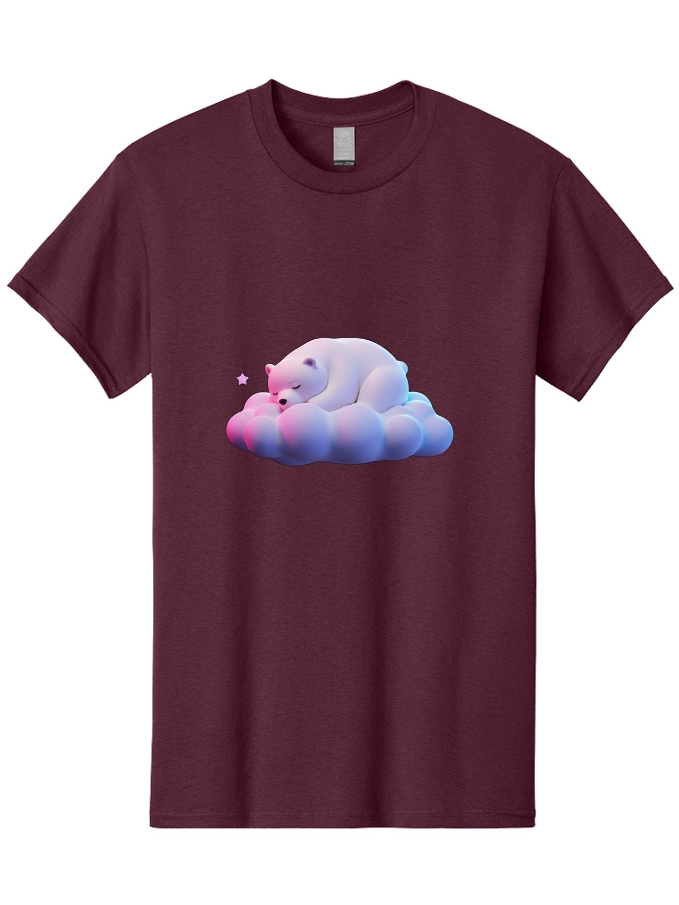 Sleeping-Polar-Bear-11 Men'S Graphic Tee, 100% Cotton, Comfortable Casual Summer Wear, Machine Washable, Sleeping Polar Bear, White Bear, Cloud, Dreamy Scene, Peaceful Slumber, Serene Atmosphere, Cute Bear, Cartoon Style Bae742 10