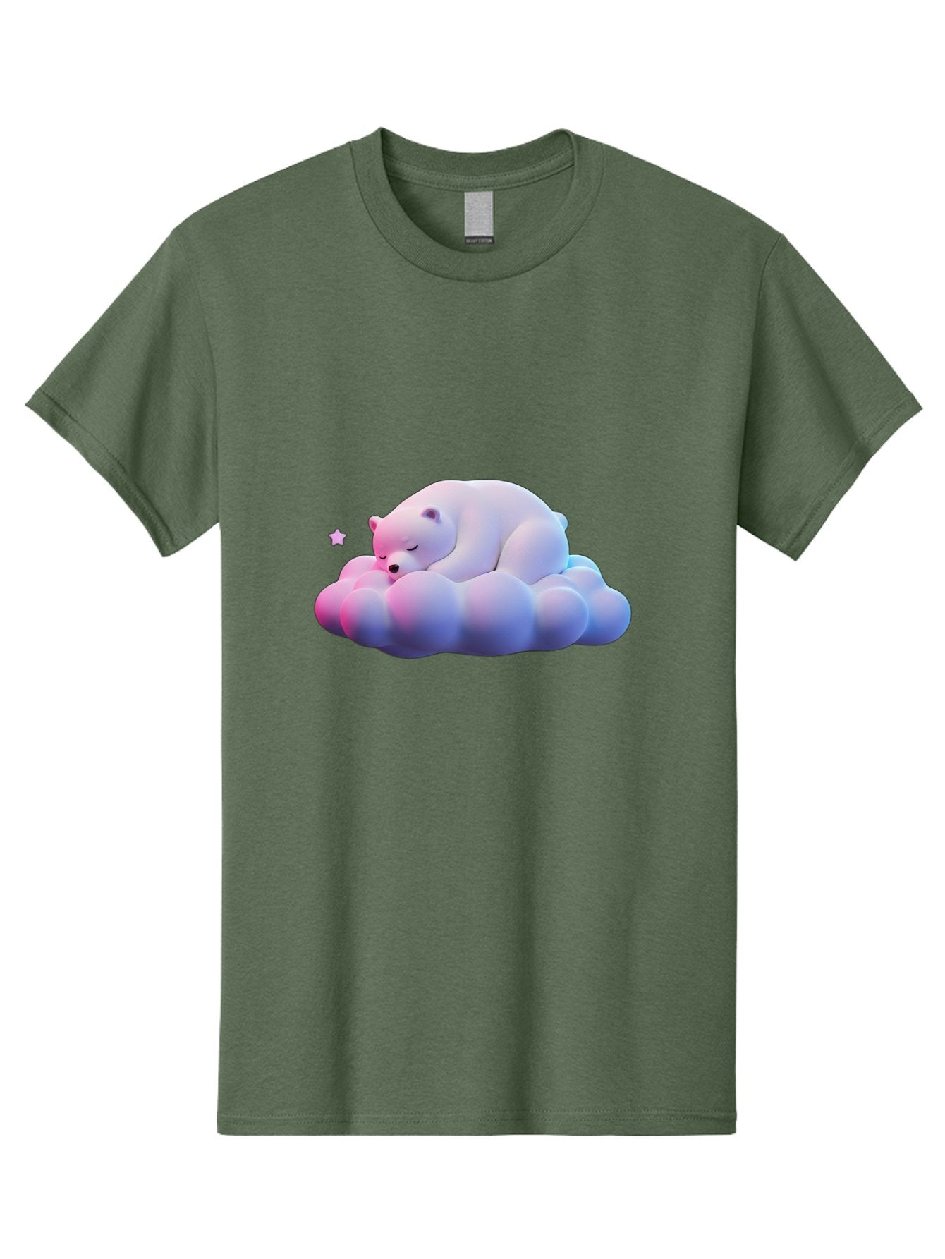 Sleeping-Polar-Bear-11 Men'S Graphic Tee, 100% Cotton, Comfortable Casual Summer Wear, Machine Washable, Sleeping Polar Bear, White Bear, Cloud, Dreamy Scene, Peaceful Slumber, Serene Atmosphere, Cute Bear, Cartoon Style Bae742 9