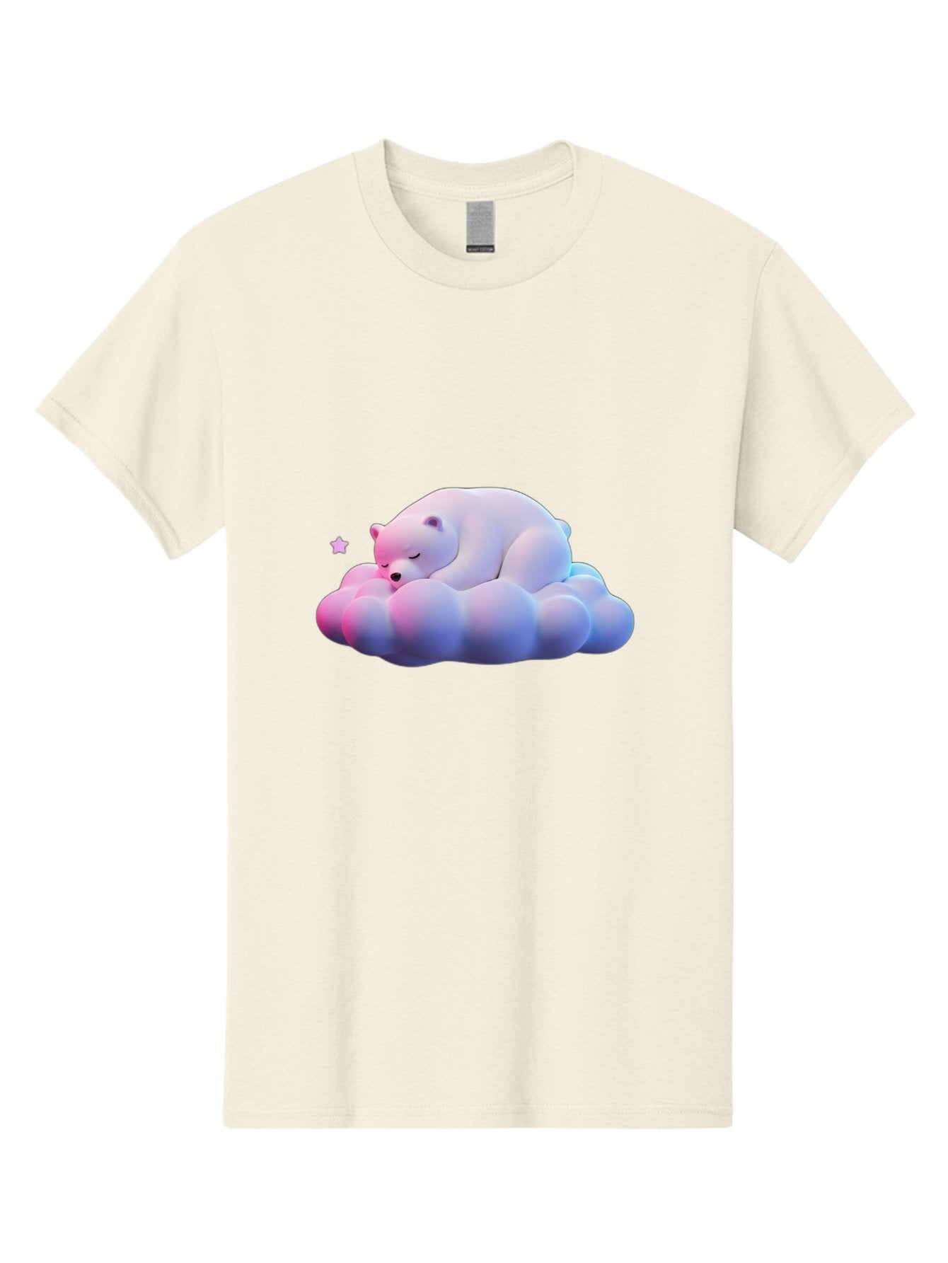 Sleeping-Polar-Bear-11 Men'S Graphic Tee, 100% Cotton, Comfortable Casual Summer Wear, Machine Washable, Sleeping Polar Bear, White Bear, Cloud, Dreamy Scene, Peaceful Slumber, Serene Atmosphere, Cute Bear, Cartoon Style Bae742 14