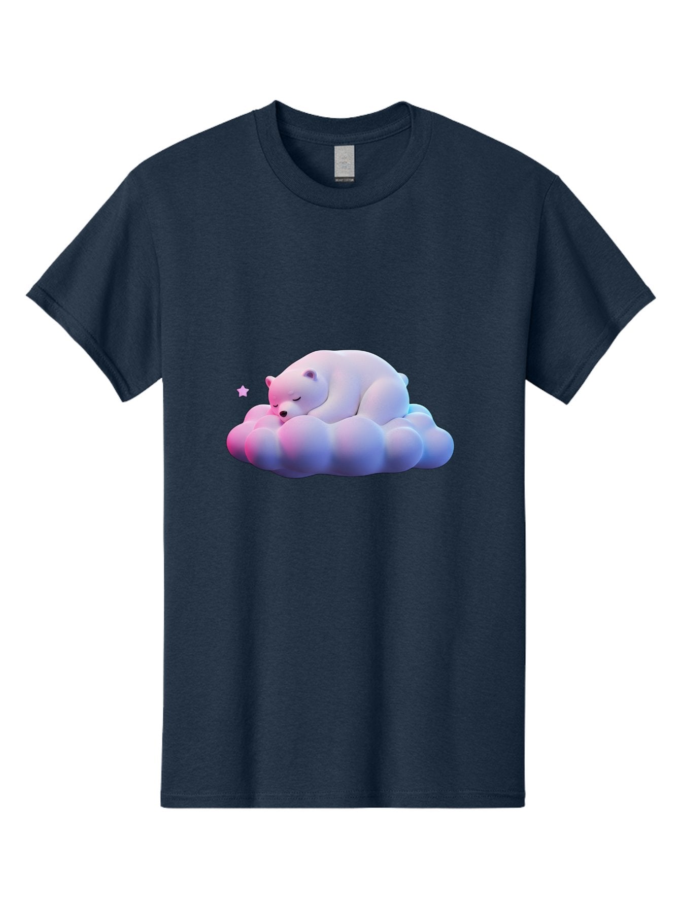 Sleeping-Polar-Bear-11 Men'S Graphic Tee, 100% Cotton, Comfortable Casual Summer Wear, Machine Washable, Sleeping Polar Bear, White Bear, Cloud, Dreamy Scene, Peaceful Slumber, Serene Atmosphere, Cute Bear, Cartoon Style Bae742 15