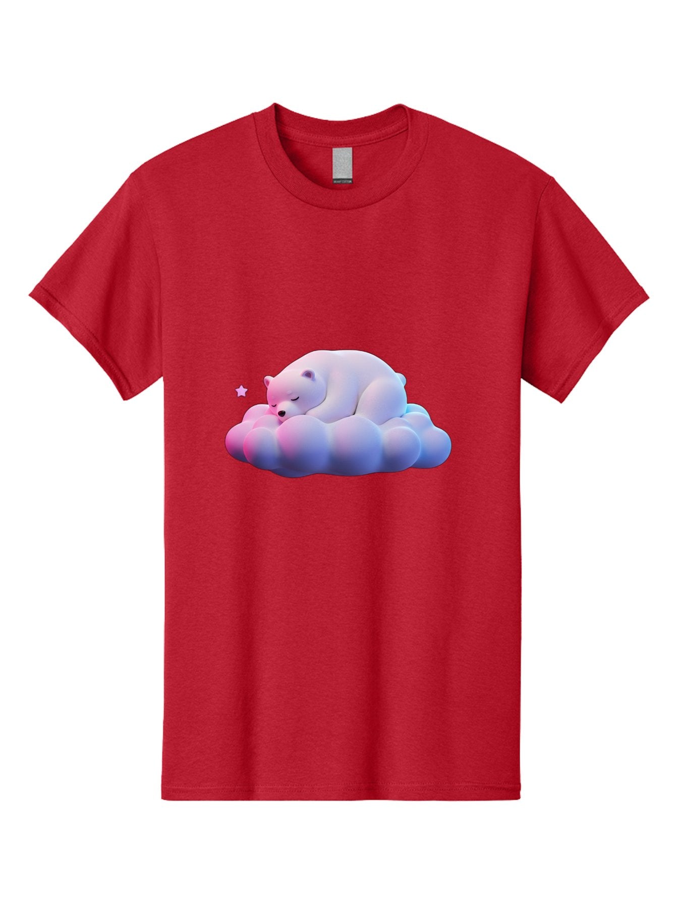 Sleeping-Polar-Bear-11 Men'S Graphic Tee, 100% Cotton, Comfortable Casual Summer Wear, Machine Washable, Sleeping Polar Bear, White Bear, Cloud, Dreamy Scene, Peaceful Slumber, Serene Atmosphere, Cute Bear, Cartoon Style Bae742