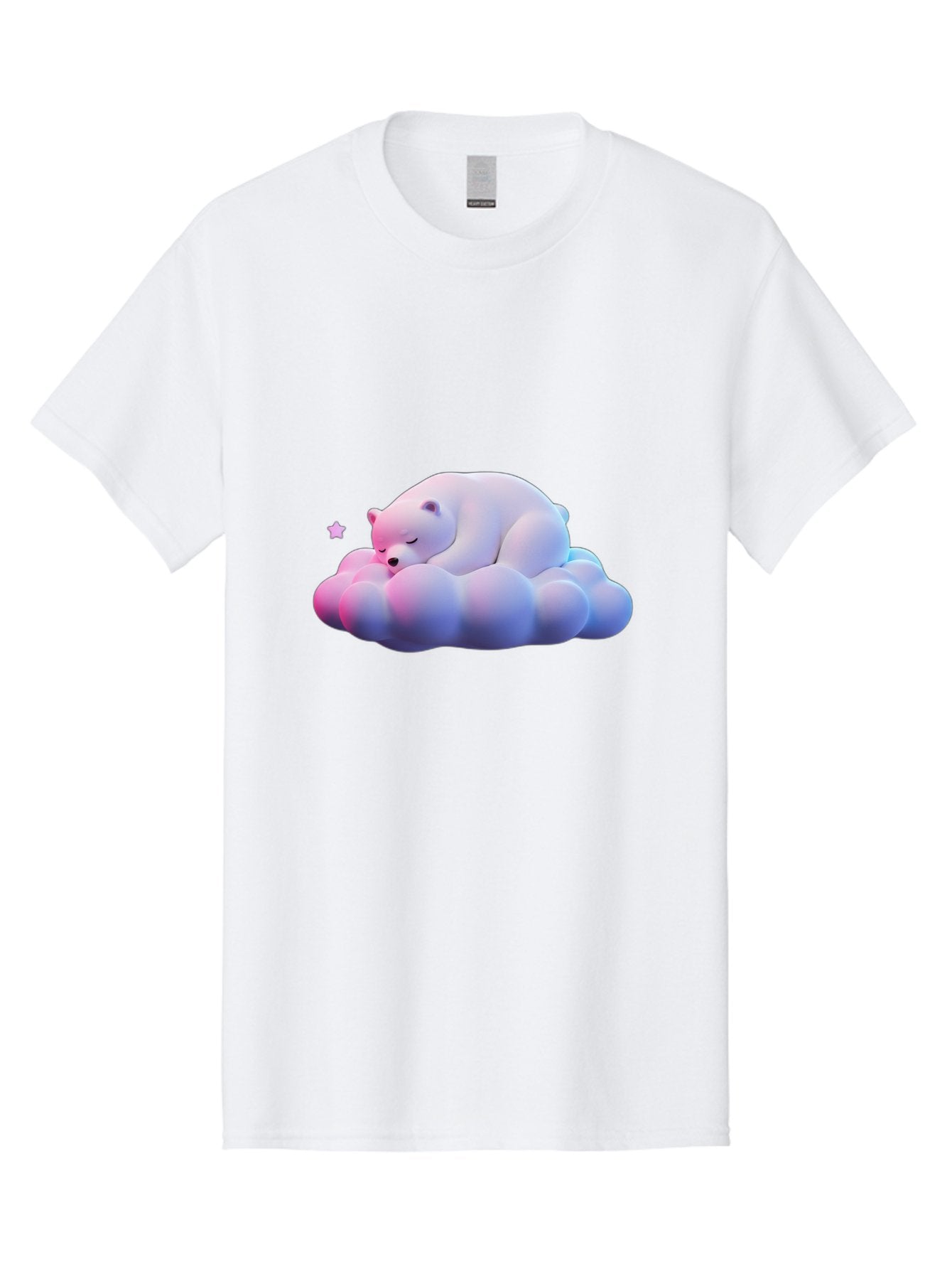 Sleeping-Polar-Bear-11 Men'S Graphic Tee, 100% Cotton, Comfortable Casual Summer Wear, Machine Washable, Sleeping Polar Bear, White Bear, Cloud, Dreamy Scene, Peaceful Slumber, Serene Atmosphere, Cute Bear, Cartoon Style Bae742 12