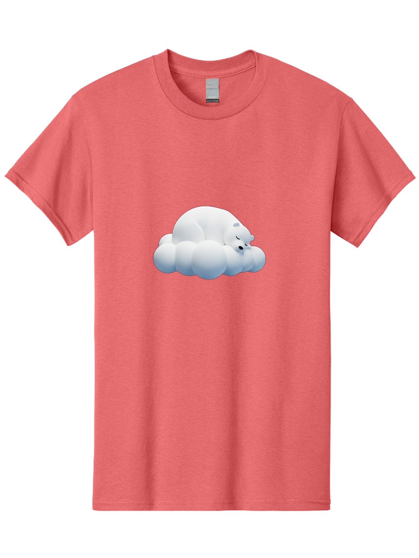 Sleeping-Polar-Bear-2 Men'S Graphic Tee, 100% Cotton, Comfortable Casual Summer Wear, Machine Washable, Sleeping Polar Bear On Cloud, Peaceful Slumber, Serene Atmosphere, Cute Cartoon Character, Relaxing Illustration, Sweet Dreams, Calmness, Bae743 10