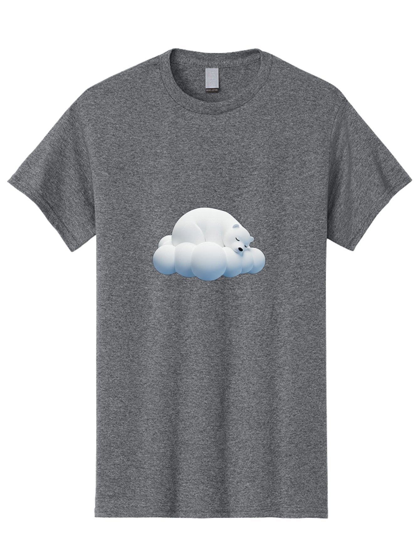Sleeping-Polar-Bear-2 Men'S Graphic Tee, 100% Cotton, Comfortable Casual Summer Wear, Machine Washable, Sleeping Polar Bear On Cloud, Peaceful Slumber, Serene Atmosphere, Cute Cartoon Character, Relaxing Illustration, Sweet Dreams, Calmness, Bae743 7