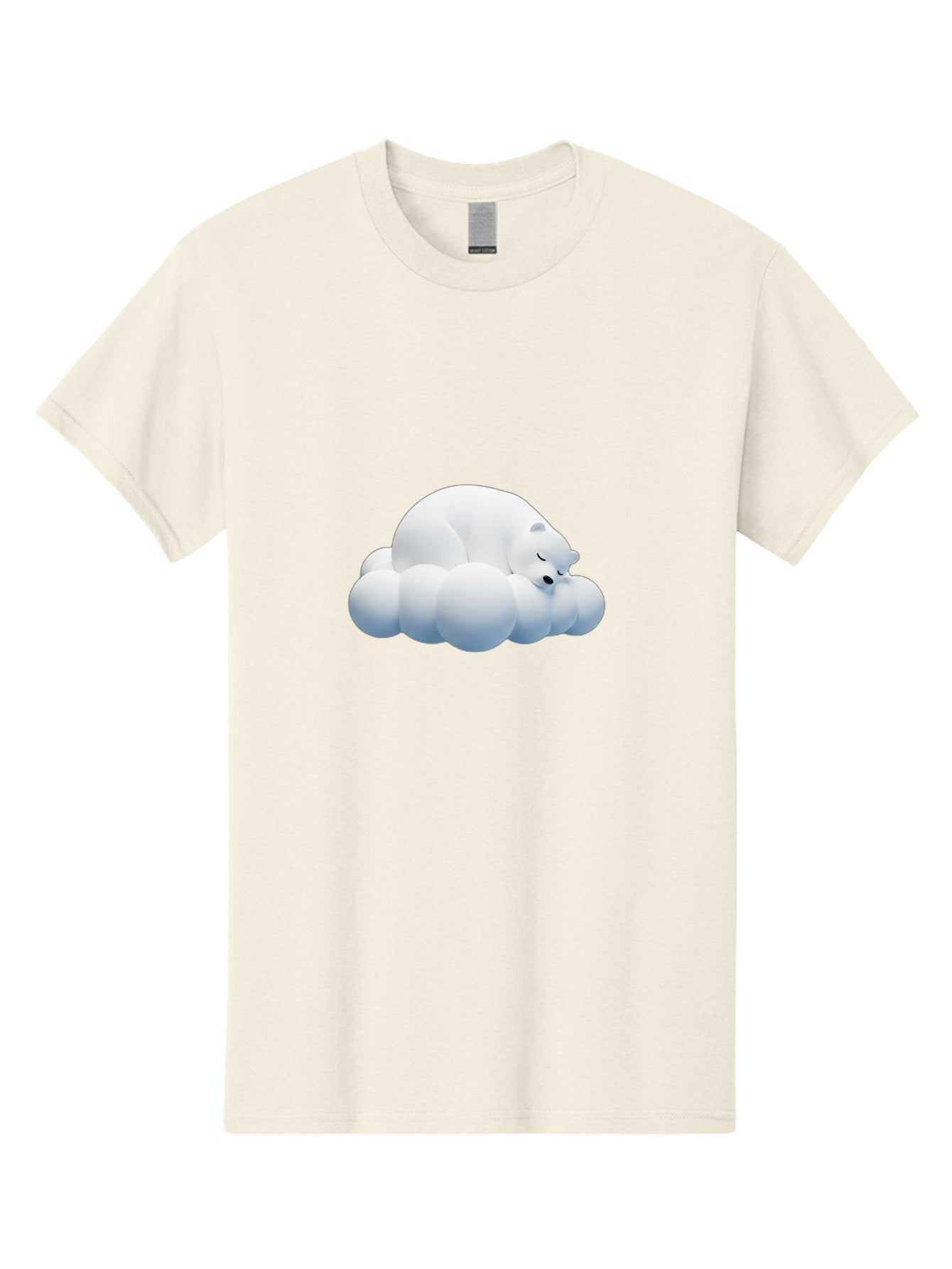Sleeping-Polar-Bear-2 Men'S Graphic Tee, 100% Cotton, Comfortable Casual Summer Wear, Machine Washable, Sleeping Polar Bear On Cloud, Peaceful Slumber, Serene Atmosphere, Cute Cartoon Character, Relaxing Illustration, Sweet Dreams, Calmness, Bae743 12