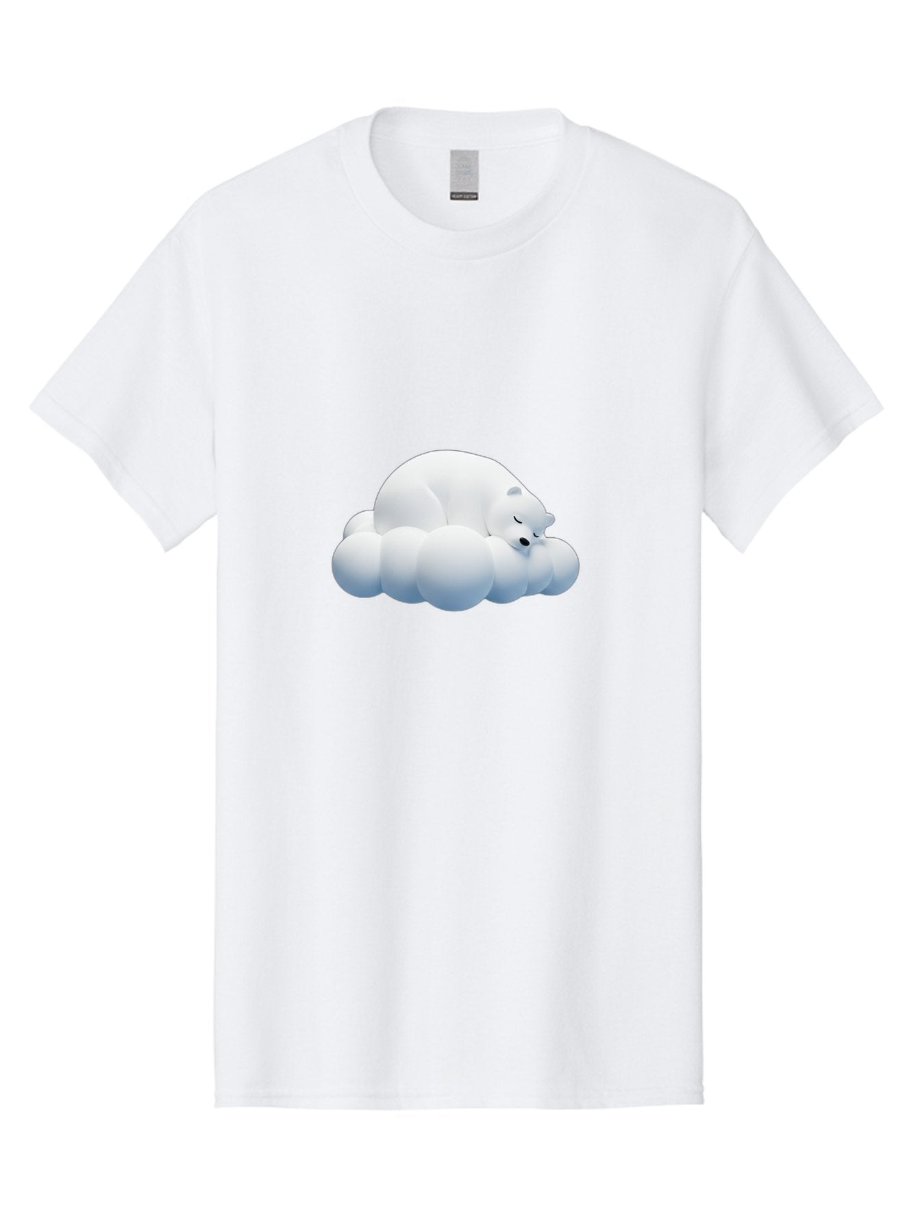 Sleeping-Polar-Bear-2 Men'S Graphic Tee, 100% Cotton, Comfortable Casual Summer Wear, Machine Washable, Sleeping Polar Bear On Cloud, Peaceful Slumber, Serene Atmosphere, Cute Cartoon Character, Relaxing Illustration, Sweet Dreams, Calmness, Bae743