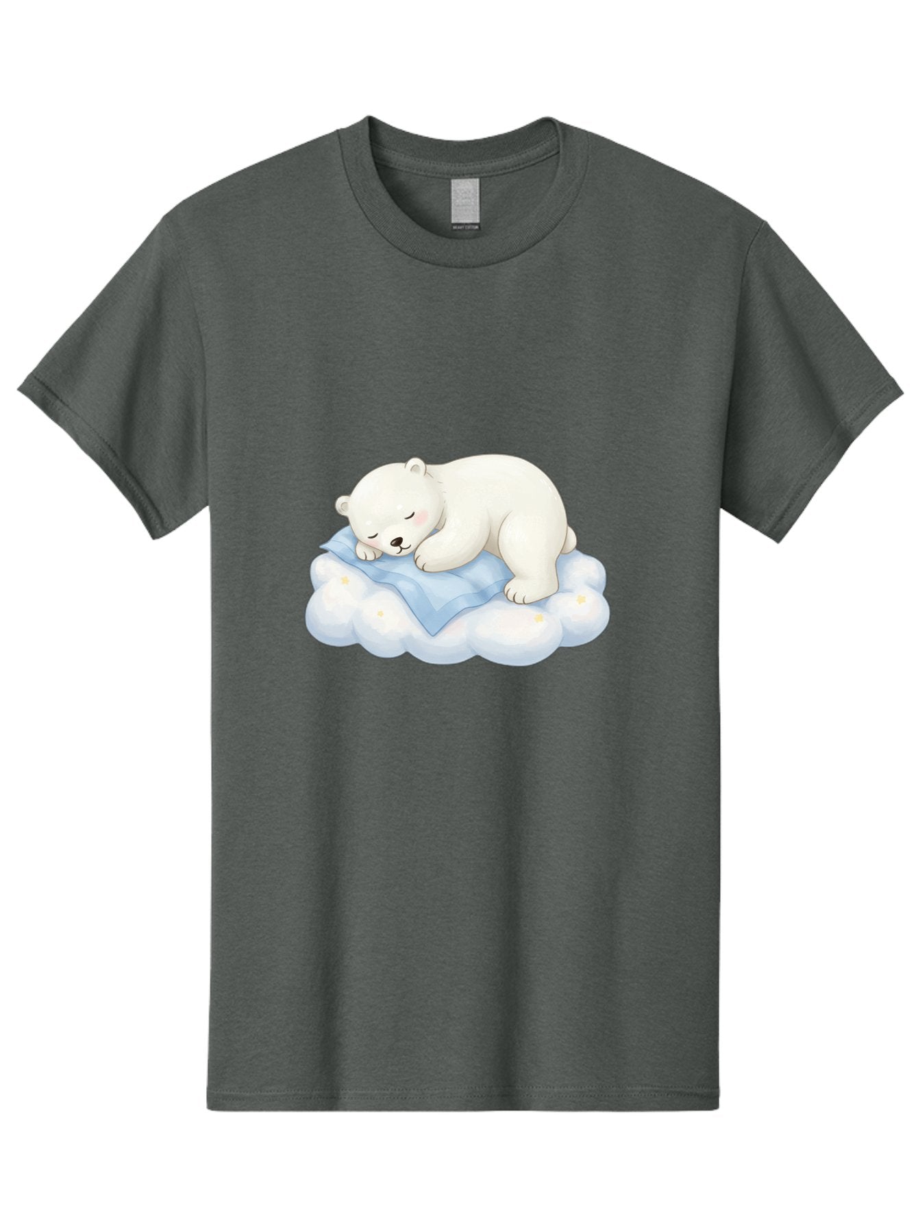 Sleeping-Polar-Bear-3 Men'S Graphic Tee, 100% Cotton, Comfortable Casual Summer Wear, Machine Washable, Polar Bear Sleeping On Cloud, Cute Cartoon Bear, Peaceful Slumber, Fluffy White Bear, Serene Atmosphere, Adorable Animal, Kawaii Bae744