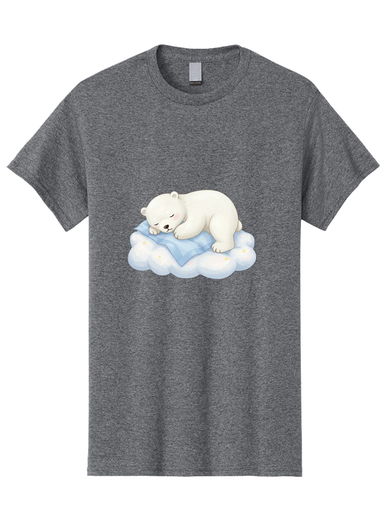 Sleeping-Polar-Bear-3 Men'S Graphic Tee, 100% Cotton, Comfortable Casual Summer Wear, Machine Washable, Polar Bear Sleeping On Cloud, Cute Cartoon Bear, Peaceful Slumber, Fluffy White Bear, Serene Atmosphere, Adorable Animal, Kawaii Bae744 3