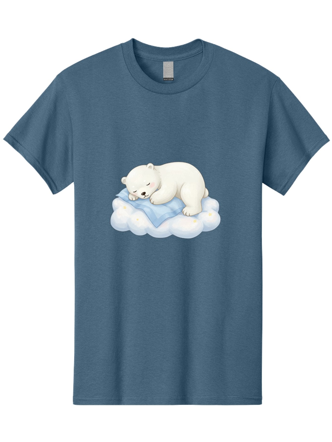 Sleeping-Polar-Bear-3 Men'S Graphic Tee, 100% Cotton, Comfortable Casual Summer Wear, Machine Washable, Polar Bear Sleeping On Cloud, Cute Cartoon Bear, Peaceful Slumber, Fluffy White Bear, Serene Atmosphere, Adorable Animal, Kawaii Bae744 6