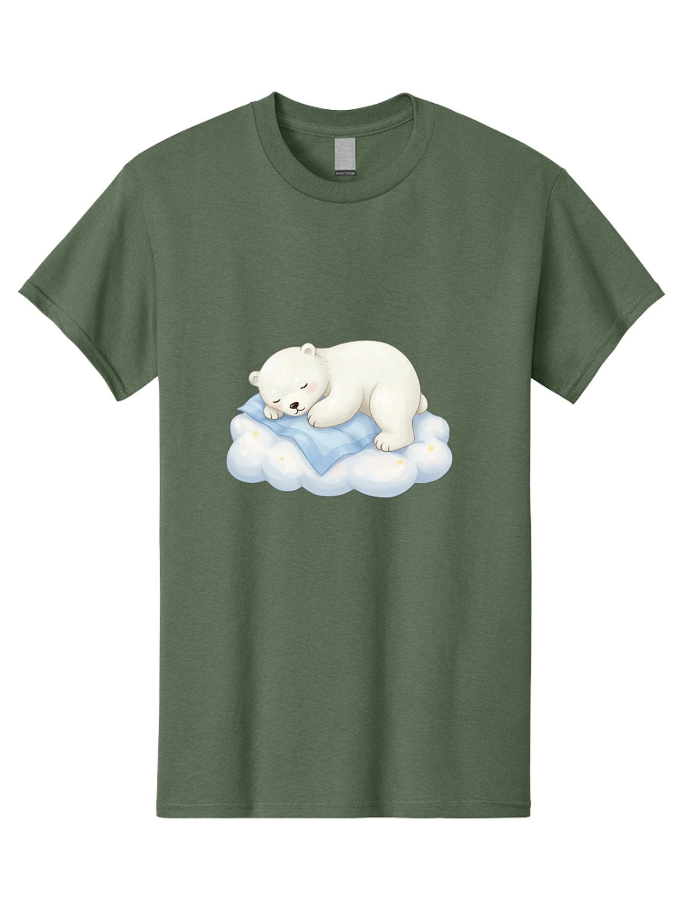 Sleeping-Polar-Bear-3 Men'S Graphic Tee, 100% Cotton, Comfortable Casual Summer Wear, Machine Washable, Polar Bear Sleeping On Cloud, Cute Cartoon Bear, Peaceful Slumber, Fluffy White Bear, Serene Atmosphere, Adorable Animal, Kawaii Bae744 8
