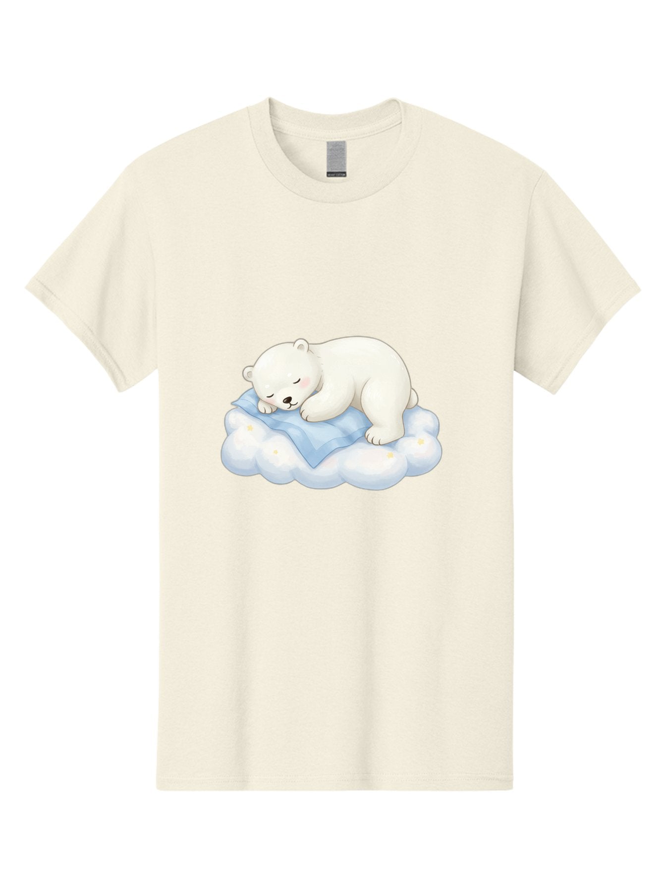 Sleeping-Polar-Bear-3 Men'S Graphic Tee, 100% Cotton, Comfortable Casual Summer Wear, Machine Washable, Polar Bear Sleeping On Cloud, Cute Cartoon Bear, Peaceful Slumber, Fluffy White Bear, Serene Atmosphere, Adorable Animal, Kawaii Bae744 4