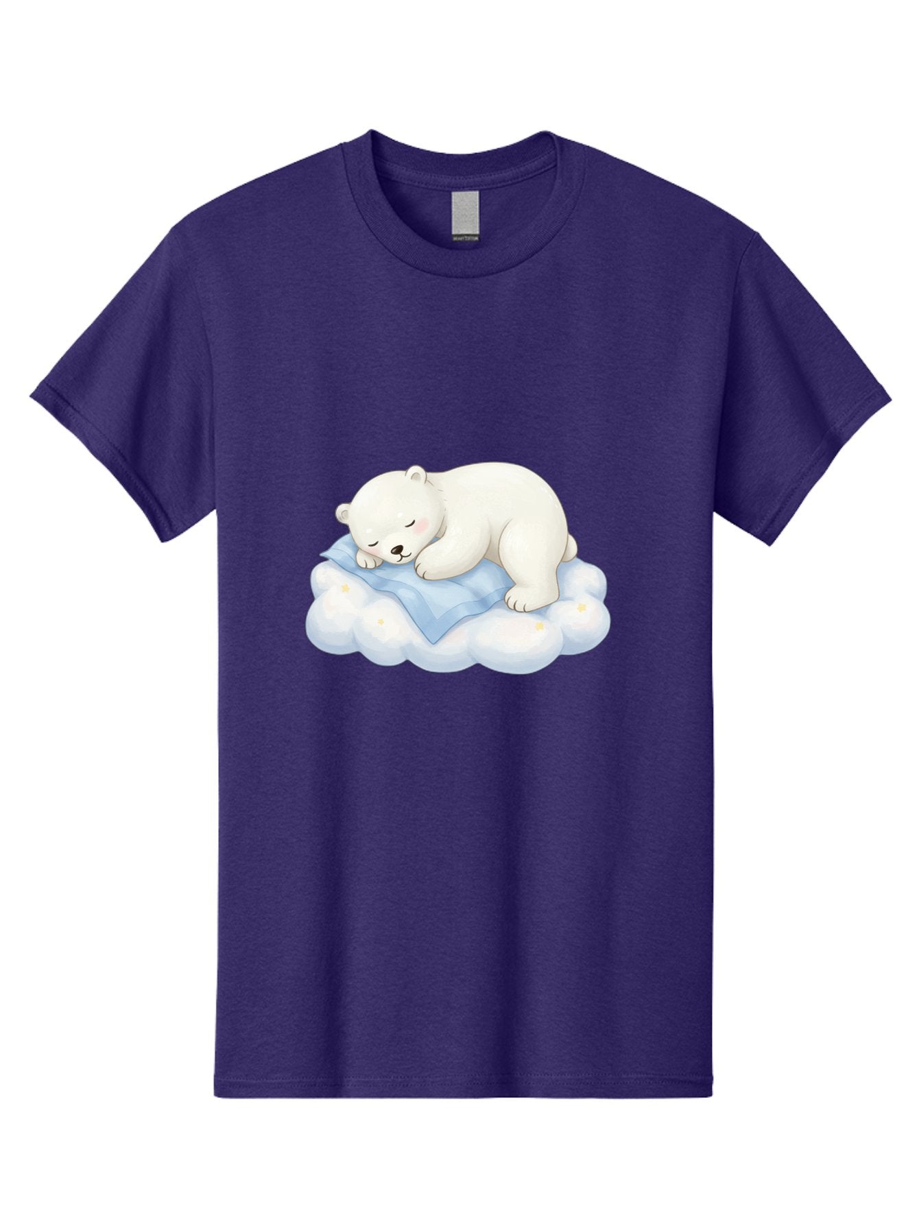 Sleeping-Polar-Bear-3 Men'S Graphic Tee, 100% Cotton, Comfortable Casual Summer Wear, Machine Washable, Polar Bear Sleeping On Cloud, Cute Cartoon Bear, Peaceful Slumber, Fluffy White Bear, Serene Atmosphere, Adorable Animal, Kawaii Bae744