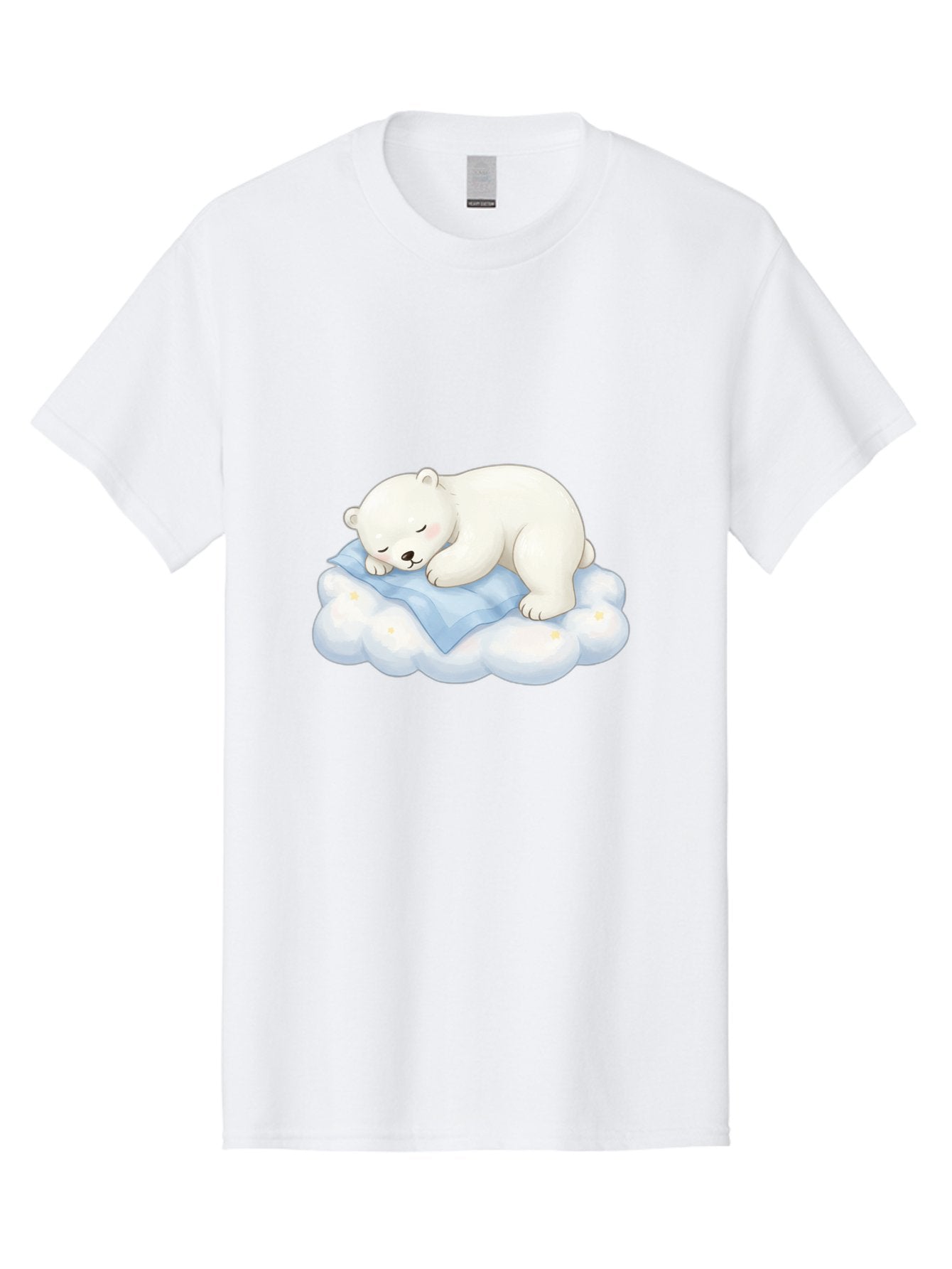 Sleeping-Polar-Bear-3 Men'S Graphic Tee, 100% Cotton, Comfortable Casual Summer Wear, Machine Washable, Polar Bear Sleeping On Cloud, Cute Cartoon Bear, Peaceful Slumber, Fluffy White Bear, Serene Atmosphere, Adorable Animal, Kawaii Bae744 5