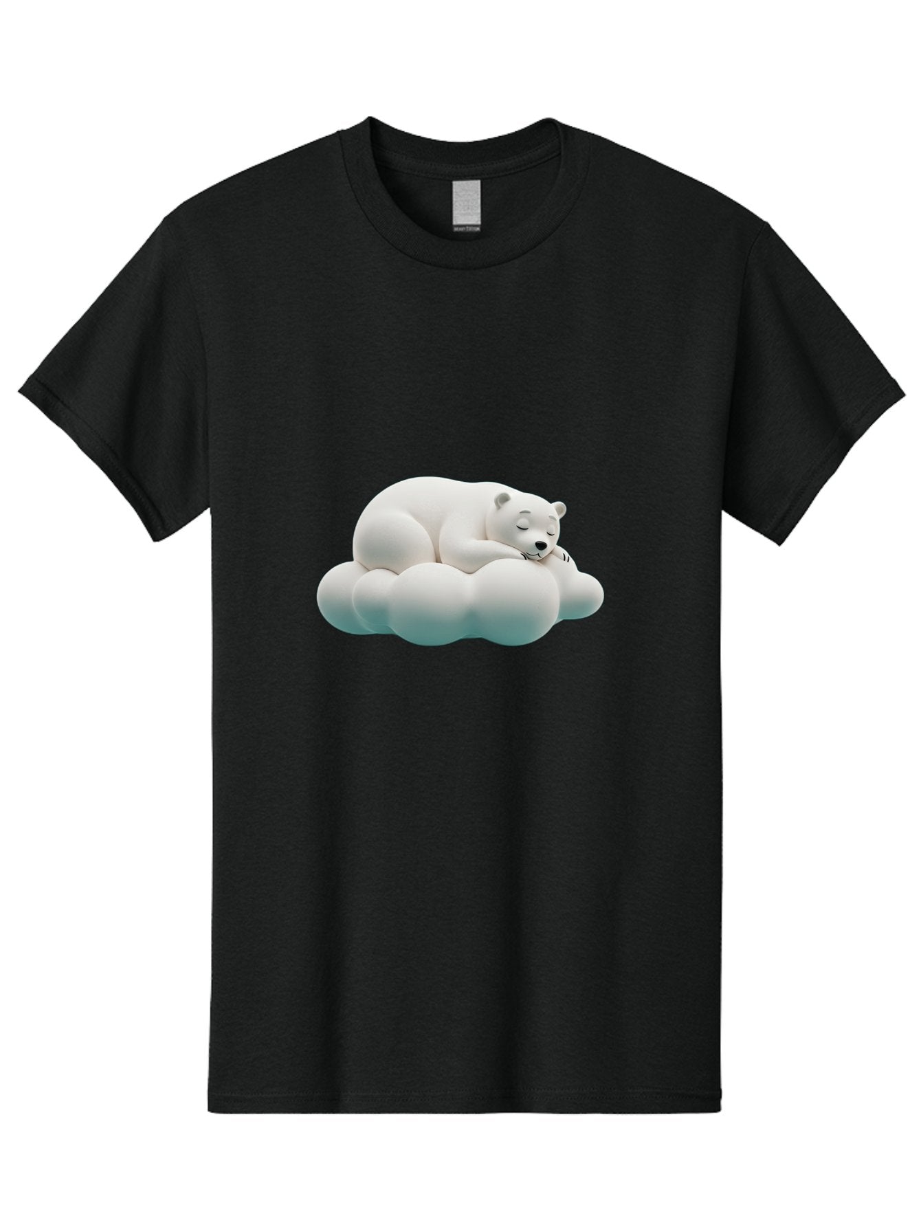 Sleeping-Polar-Bear-4 Men'S Graphic Tee, 100% Cotton, Comfortable Casual Summer Wear, Machine Washable, Polar Bear Sleeping On Cloud, Cute Animal, Serene Atmosphere, Peaceful Slumber, Adorable, White Polar Bear, Cartoon Style, 3D Rendering Bae745 12