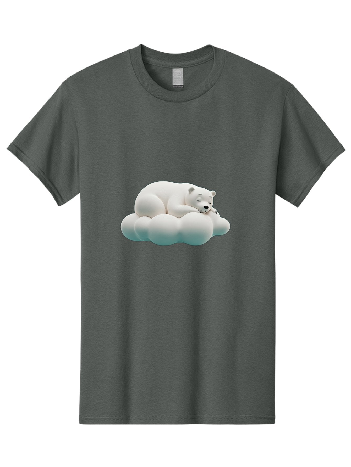 Sleeping-Polar-Bear-4 Men'S Graphic Tee, 100% Cotton, Comfortable Casual Summer Wear, Machine Washable, Polar Bear Sleeping On Cloud, Cute Animal, Serene Atmosphere, Peaceful Slumber, Adorable, White Polar Bear, Cartoon Style, 3D Rendering Bae745 4