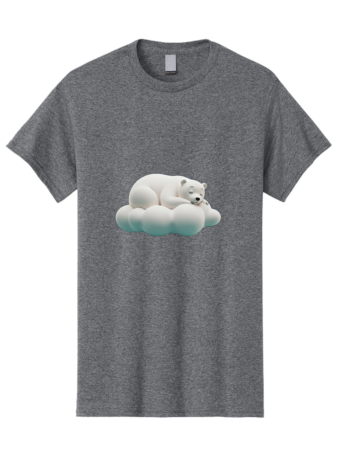 Sleeping-Polar-Bear-4 Men'S Graphic Tee, 100% Cotton, Comfortable Casual Summer Wear, Machine Washable, Polar Bear Sleeping On Cloud, Cute Animal, Serene Atmosphere, Peaceful Slumber, Adorable, White Polar Bear, Cartoon Style, 3D Rendering Bae745 7