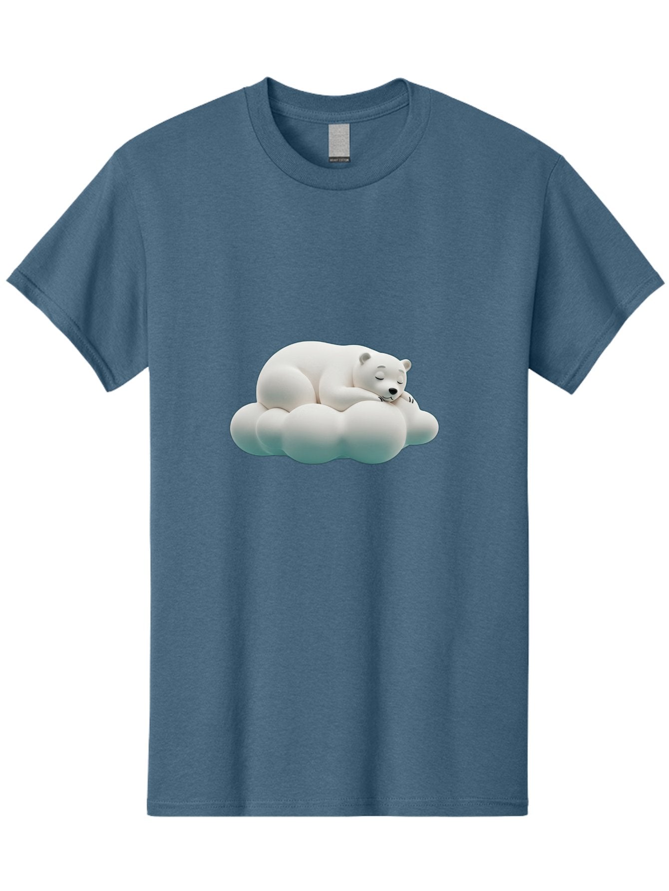 Sleeping-Polar-Bear-4 Men'S Graphic Tee, 100% Cotton, Comfortable Casual Summer Wear, Machine Washable, Polar Bear Sleeping On Cloud, Cute Animal, Serene Atmosphere, Peaceful Slumber, Adorable, White Polar Bear, Cartoon Style, 3D Rendering Bae745 8