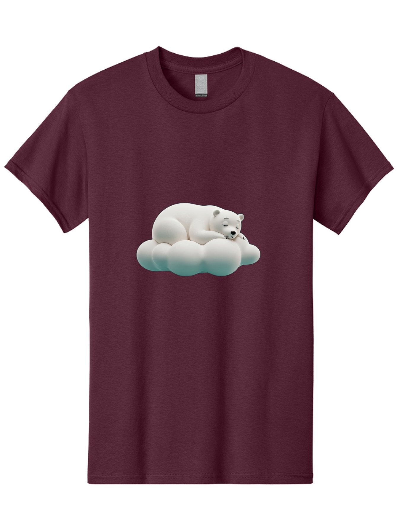 Sleeping-Polar-Bear-4 Men'S Graphic Tee, 100% Cotton, Comfortable Casual Summer Wear, Machine Washable, Polar Bear Sleeping On Cloud, Cute Animal, Serene Atmosphere, Peaceful Slumber, Adorable, White Polar Bear, Cartoon Style, 3D Rendering Bae745