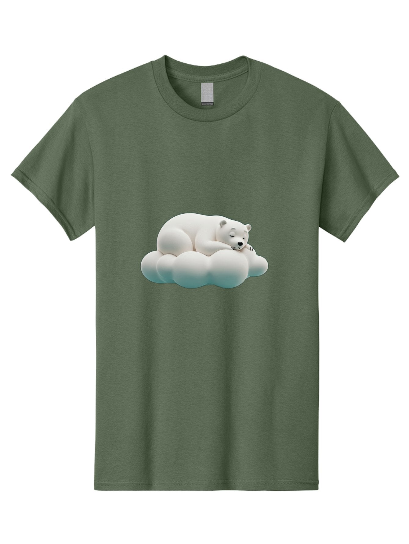 Sleeping-Polar-Bear-4 Men'S Graphic Tee, 100% Cotton, Comfortable Casual Summer Wear, Machine Washable, Polar Bear Sleeping On Cloud, Cute Animal, Serene Atmosphere, Peaceful Slumber, Adorable, White Polar Bear, Cartoon Style, 3D Rendering Bae745 15