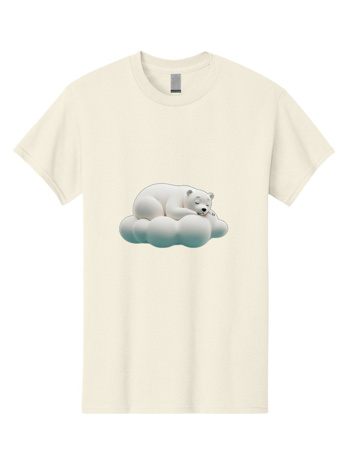 Sleeping-Polar-Bear-4 Men'S Graphic Tee, 100% Cotton, Comfortable Casual Summer Wear, Machine Washable, Polar Bear Sleeping On Cloud, Cute Animal, Serene Atmosphere, Peaceful Slumber, Adorable, White Polar Bear, Cartoon Style, 3D Rendering Bae745 10