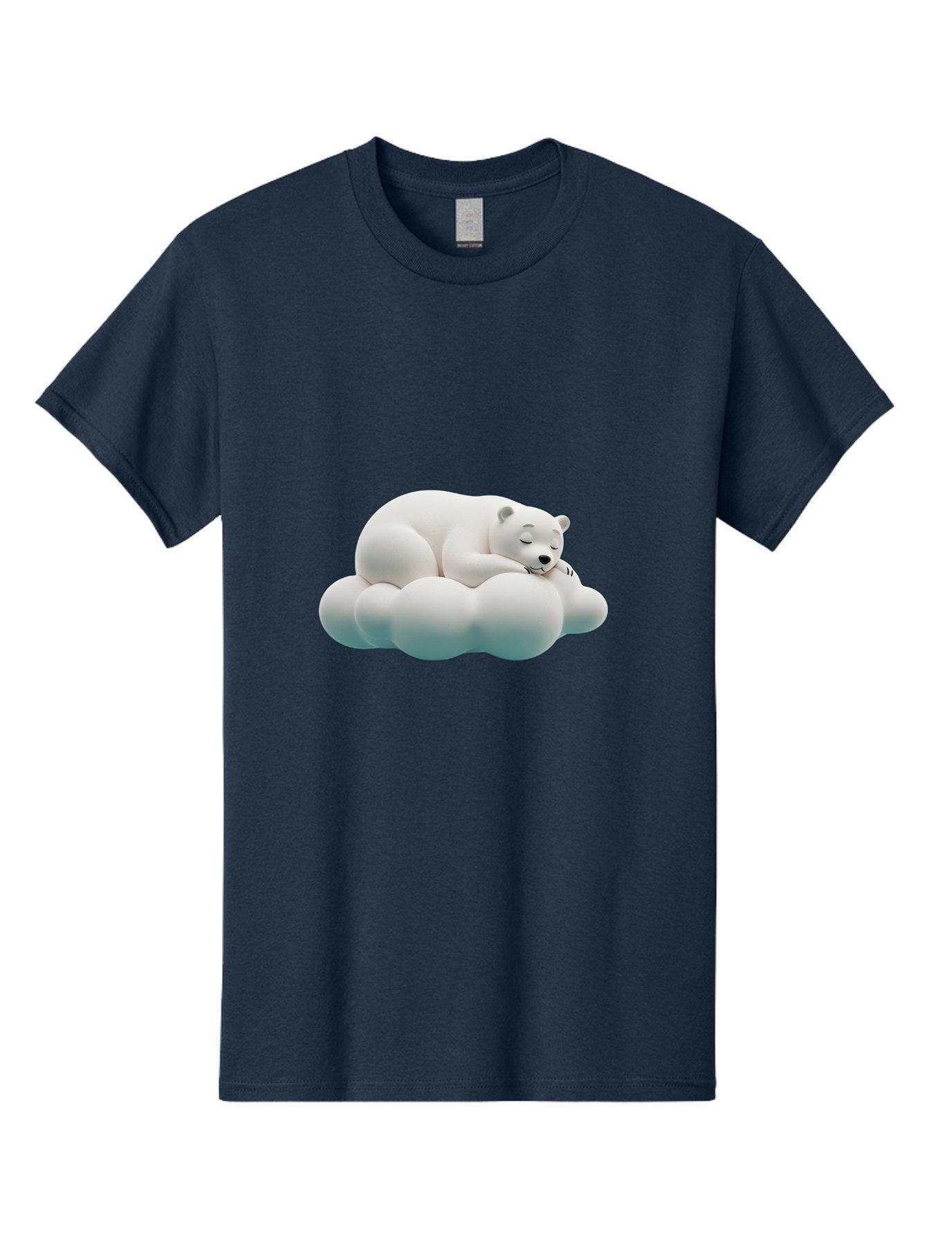Sleeping-Polar-Bear-4 Men'S Graphic Tee, 100% Cotton, Comfortable Casual Summer Wear, Machine Washable, Polar Bear Sleeping On Cloud, Cute Animal, Serene Atmosphere, Peaceful Slumber, Adorable, White Polar Bear, Cartoon Style, 3D Rendering Bae745