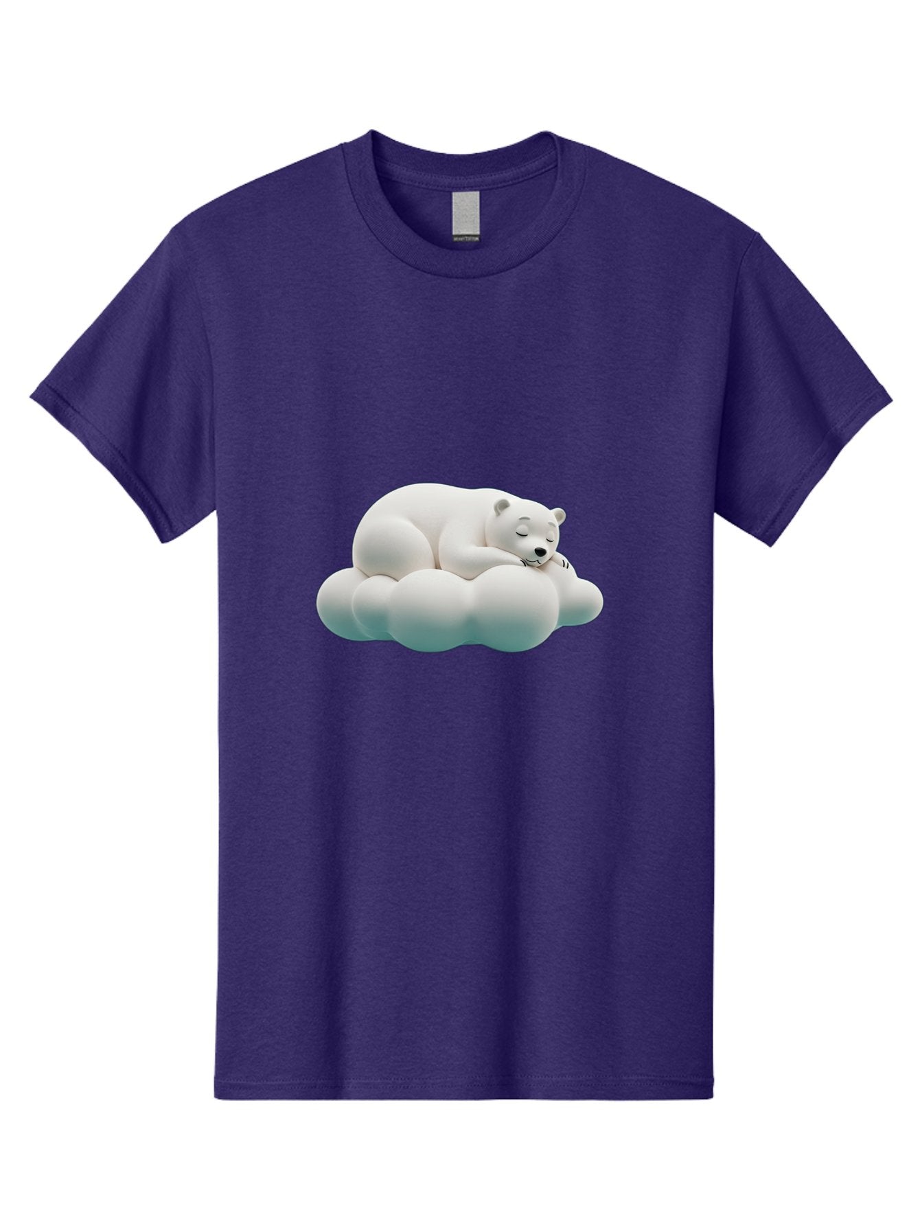 Sleeping-Polar-Bear-4 Men'S Graphic Tee, 100% Cotton, Comfortable Casual Summer Wear, Machine Washable, Polar Bear Sleeping On Cloud, Cute Animal, Serene Atmosphere, Peaceful Slumber, Adorable, White Polar Bear, Cartoon Style, 3D Rendering Bae745 6